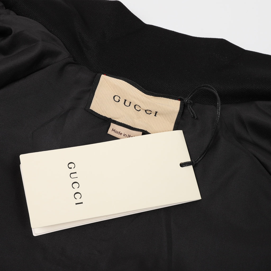 Gucci GG Jacquard Tape Raglan Zip-Up Sweatshirt — Black/Cream