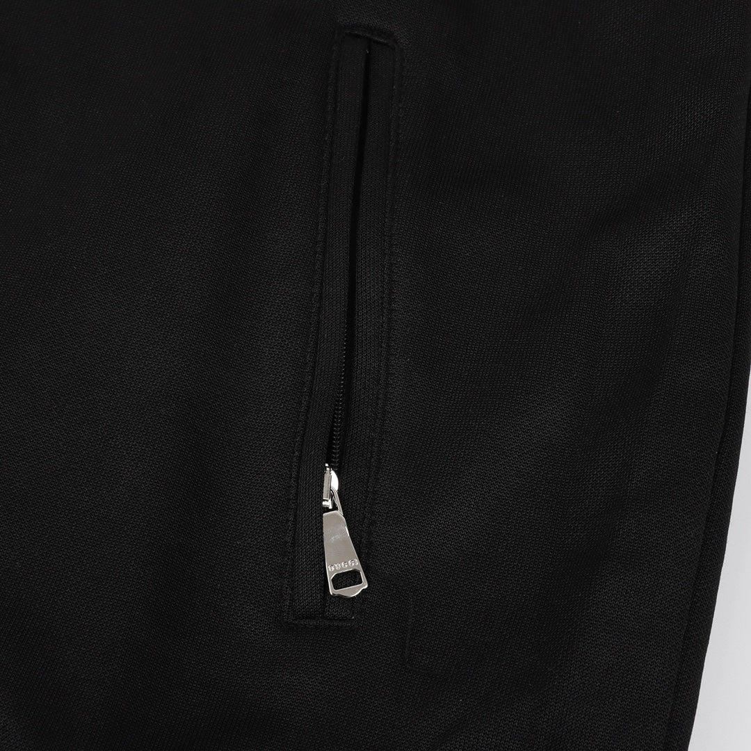 Gucci GG Jacquard Tape Raglan Zip-Up Sweatshirt — Black/Cream
