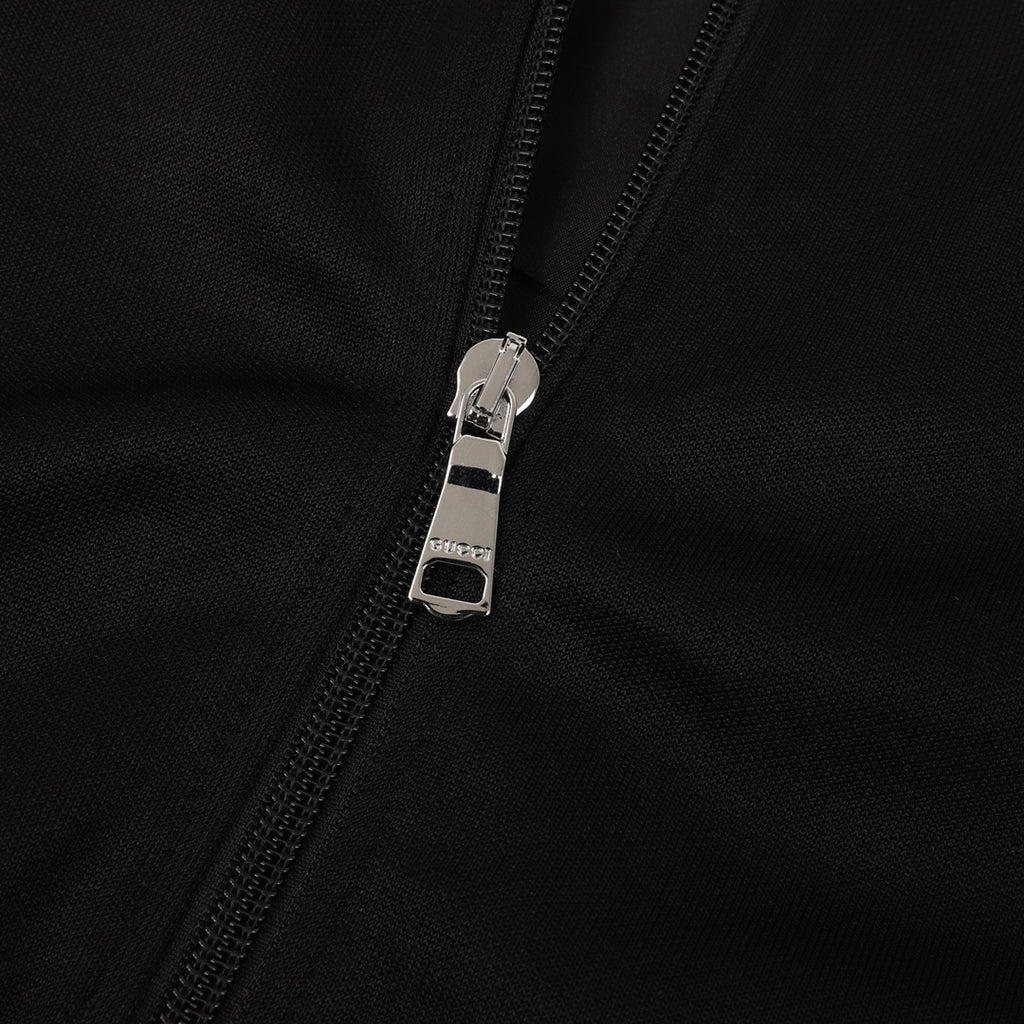 Gucci GG Jacquard Tape Raglan Zip-Up Sweatshirt — Black/Cream