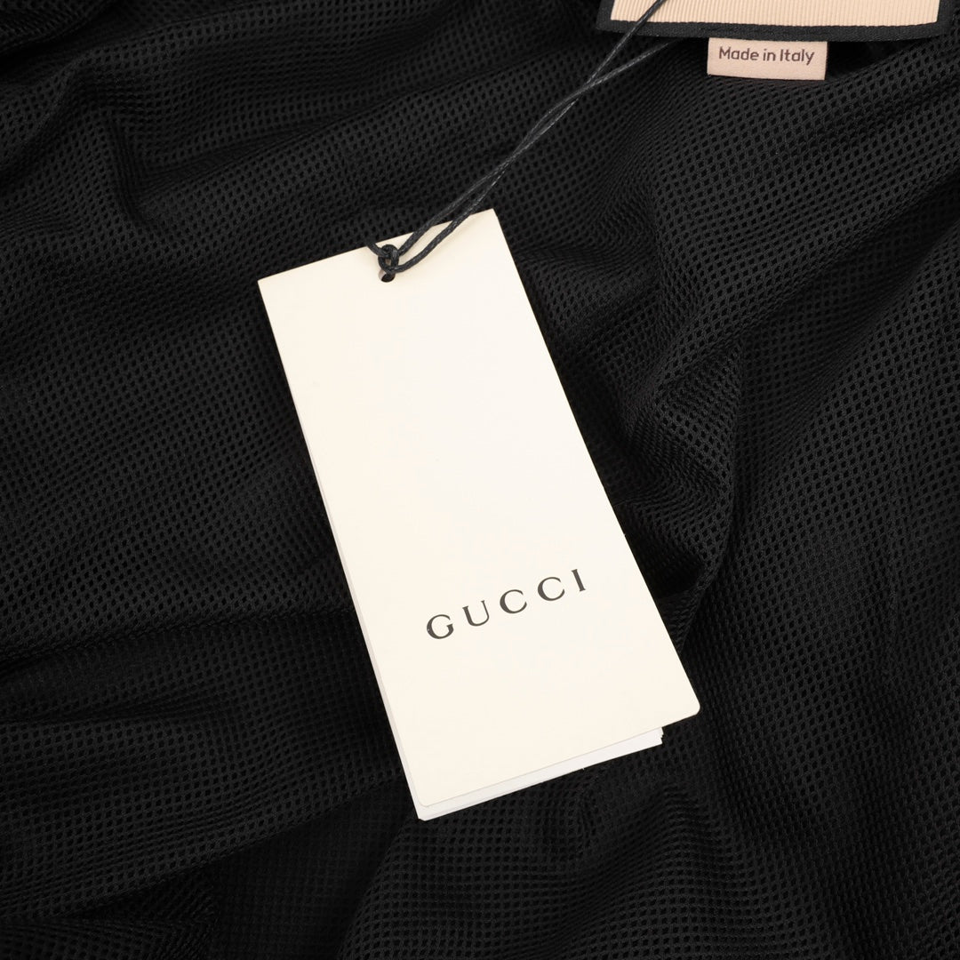 Gucci Interlocking GG Rubber Patch Web Stripe Zip-Up Track Jacket — Black