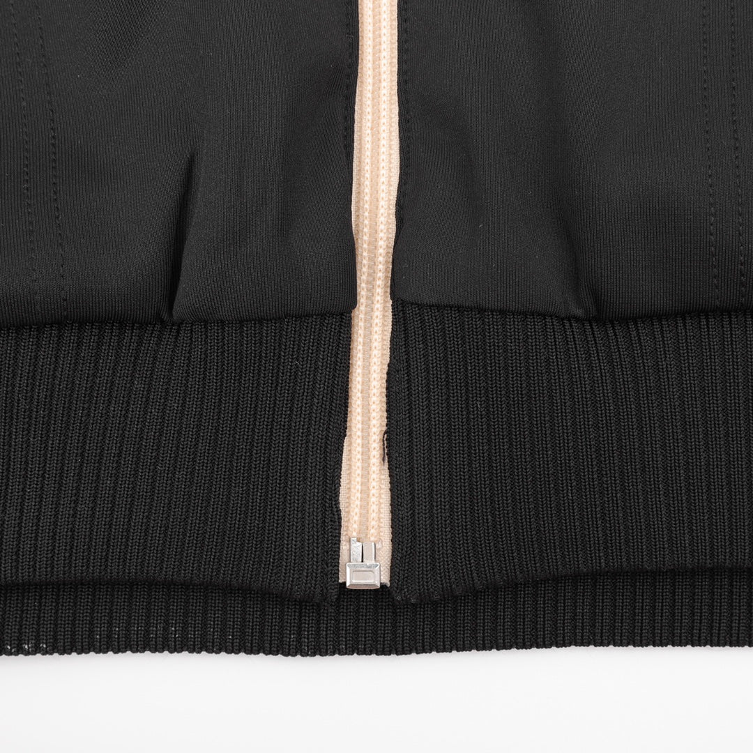 Gucci Interlocking GG Rubber Patch Web Stripe Zip-Up Track Jacket — Black