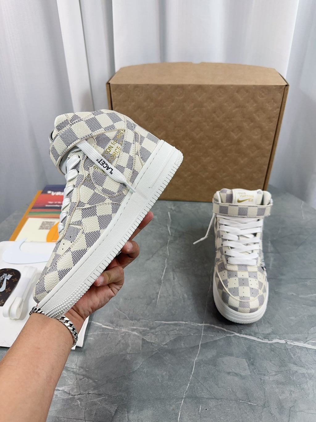 Louis Vuitton Rivoli High-Top Sneaker - White Damier Azur Graffiti