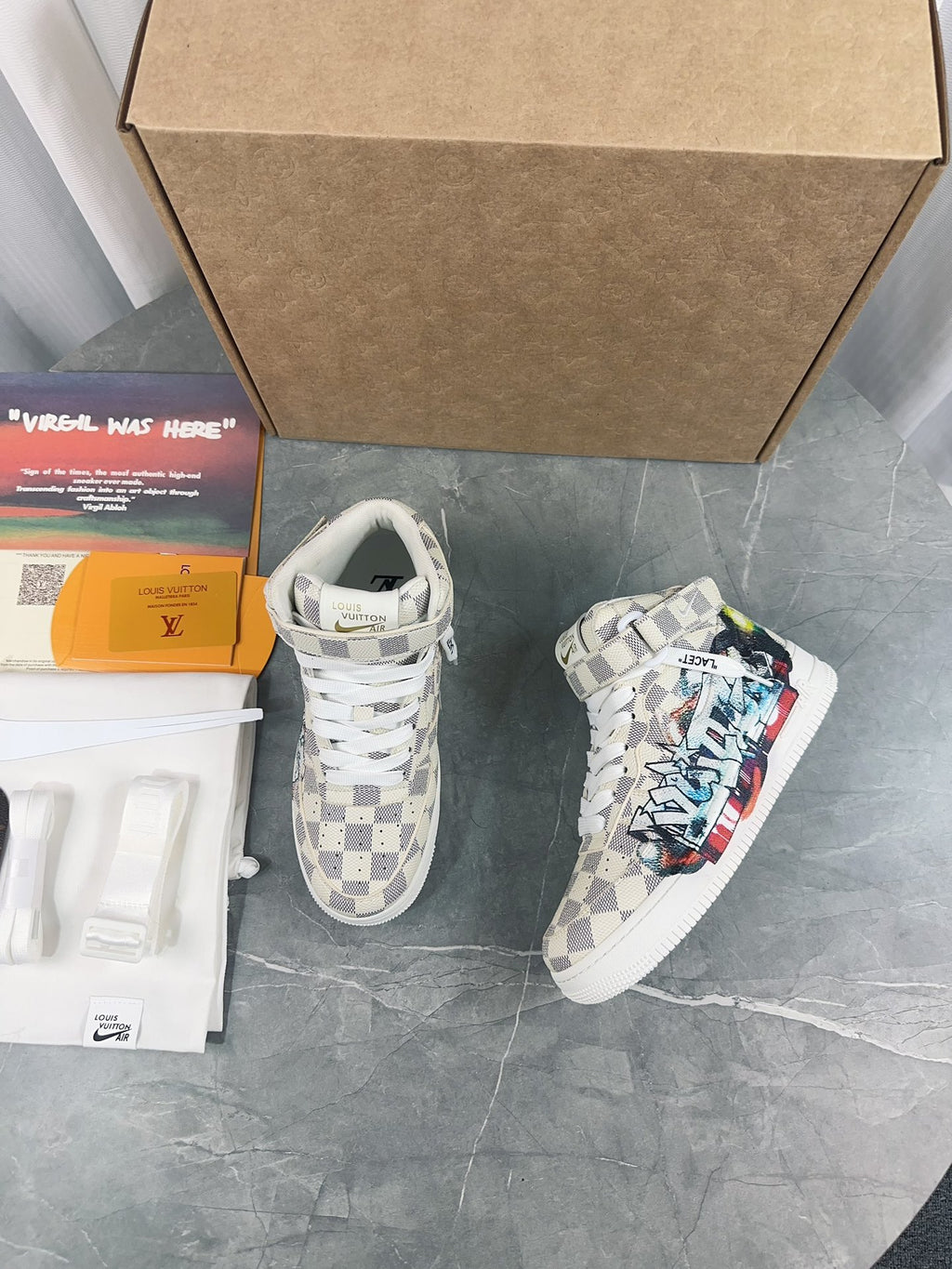 Louis Vuitton Rivoli High-Top Sneaker - Damier Azur Graffiti & Blue