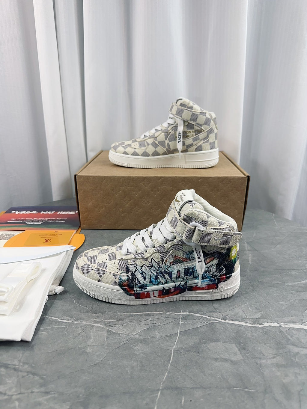 Louis Vuitton Rivoli High-Top Sneaker - White Damier Azur Graffiti