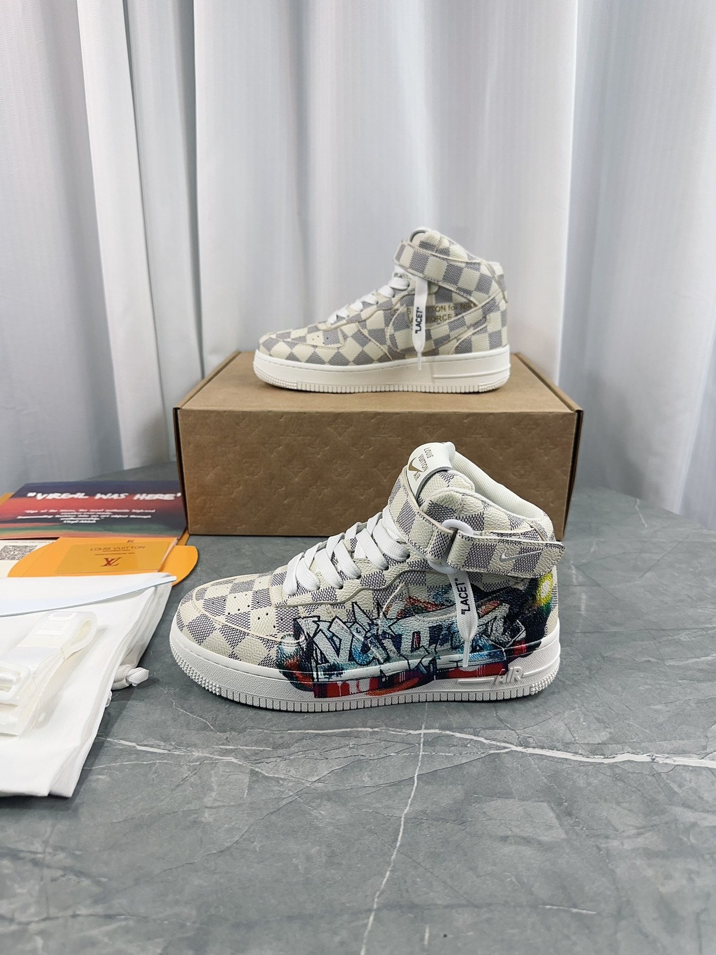Louis Vuitton Rivoli High-Top Sneaker - White Damier Azur Graffiti
