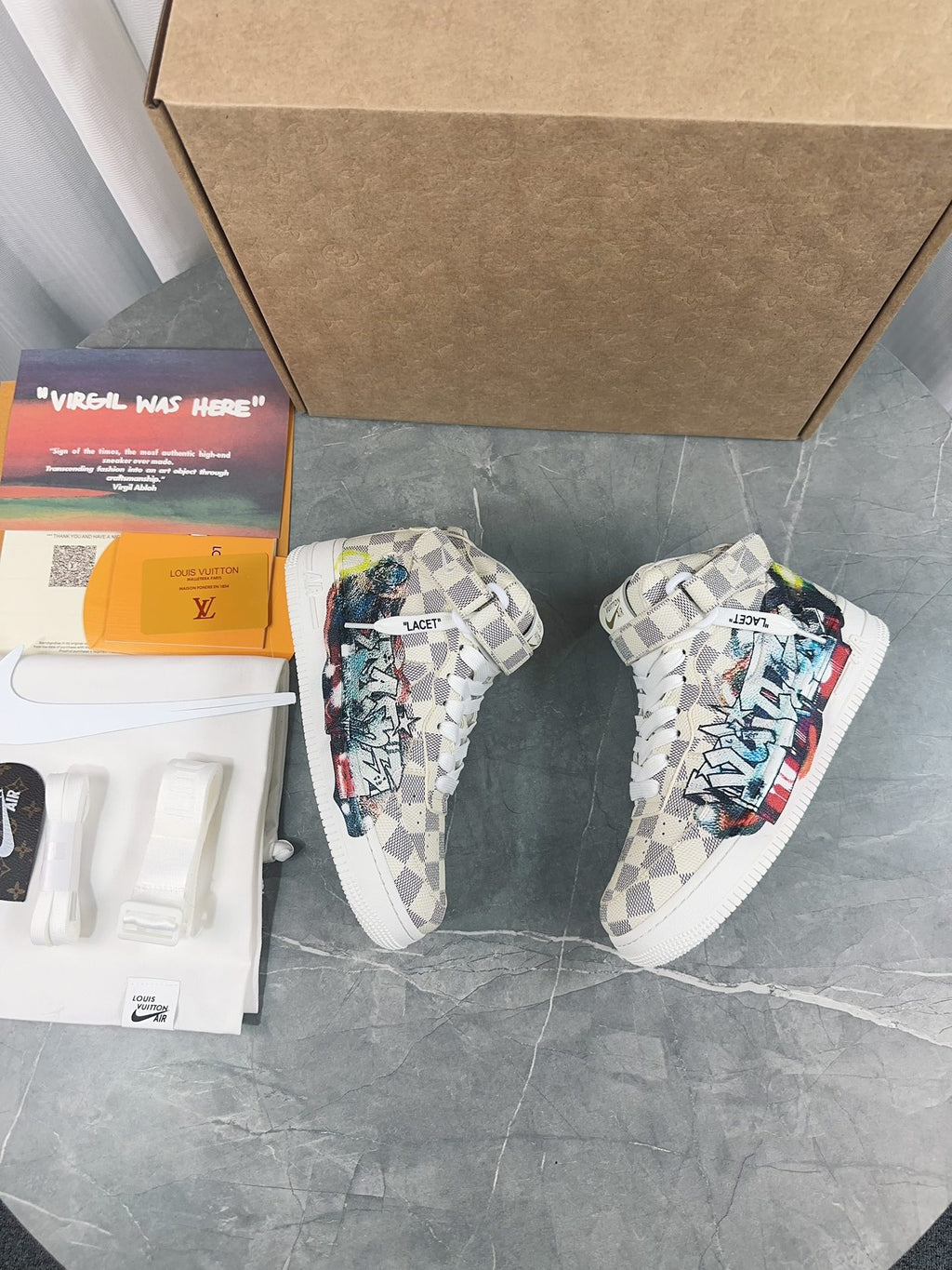 Louis Vuitton Rivoli High-Top Sneaker - Damier Azur Graffiti & Blue