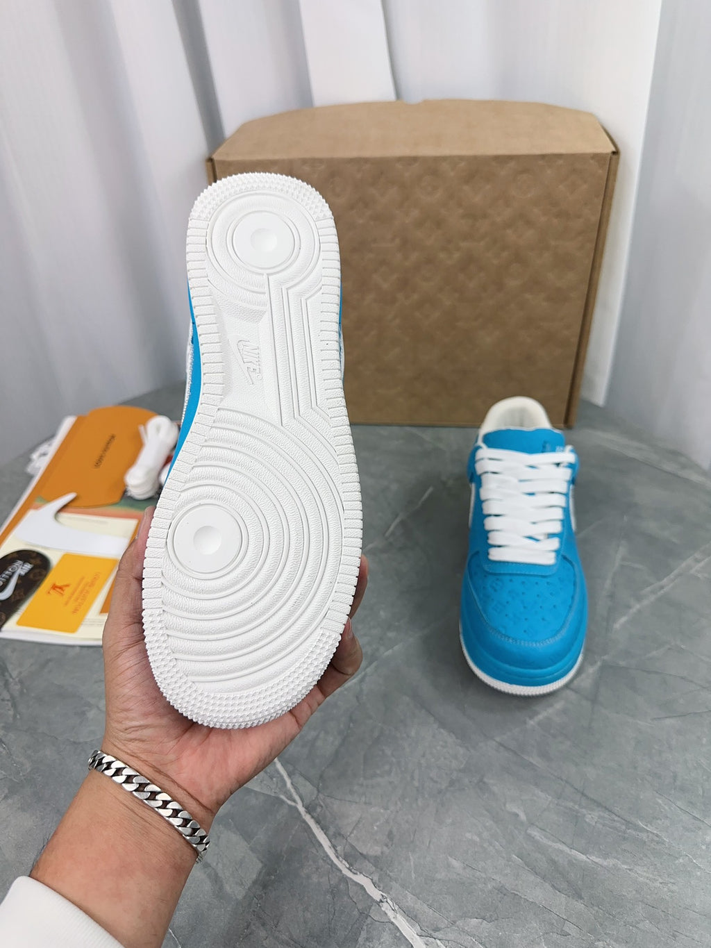Louis Vuitton Rivoli High-Top Sneaker - Damier Azur Graffiti & Blue
