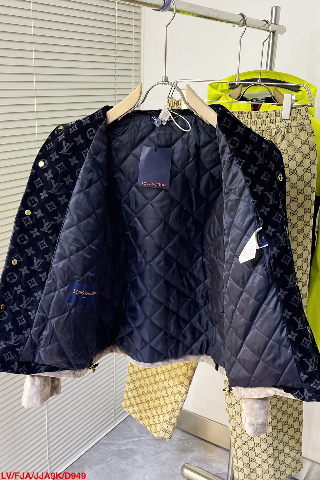 Louis Vuitton 2026 SS LV Monogram Velvet Bleached Jacket — Navy/Cream