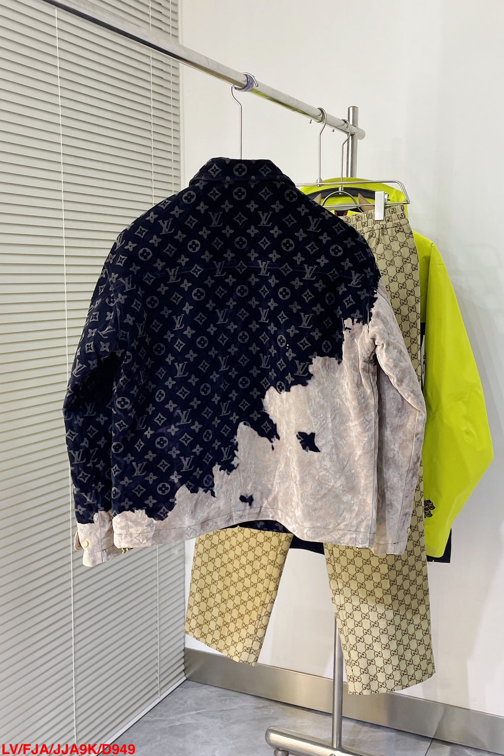 Louis Vuitton 2026 SS LV Monogram Velvet Bleached Jacket — Navy/Cream