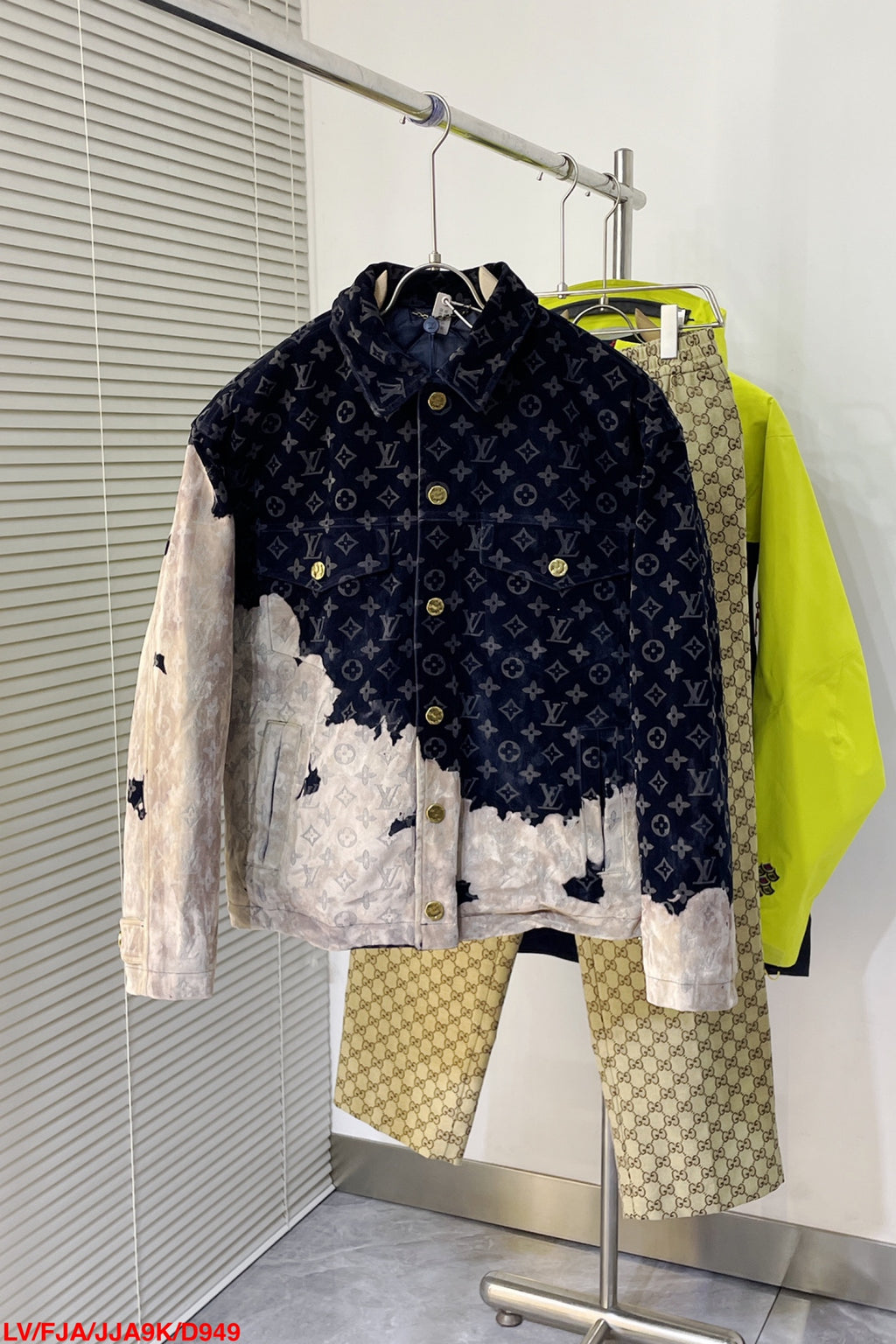 Louis Vuitton 2026 SS LV Monogram Velvet Bleached Jacket — Navy/Cream