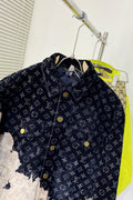Louis Vuitton 2026 SS LV Monogram Velvet Bleached Jacket — Navy/Cream