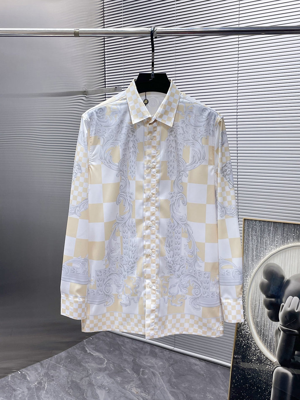 Versace Baroque Checkerboard Dress Shirt