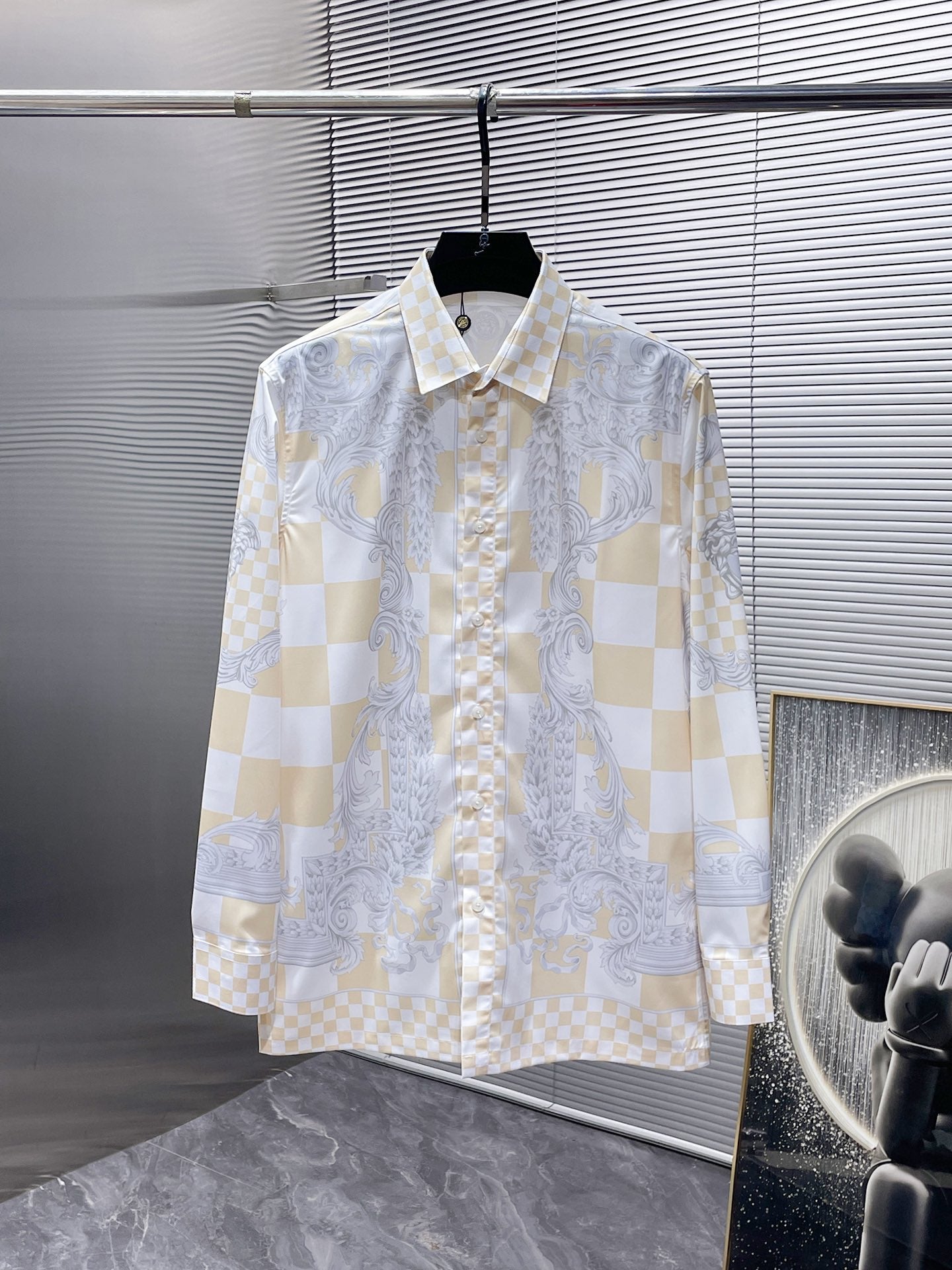 Versace Baroque Checkerboard Dress Shirt