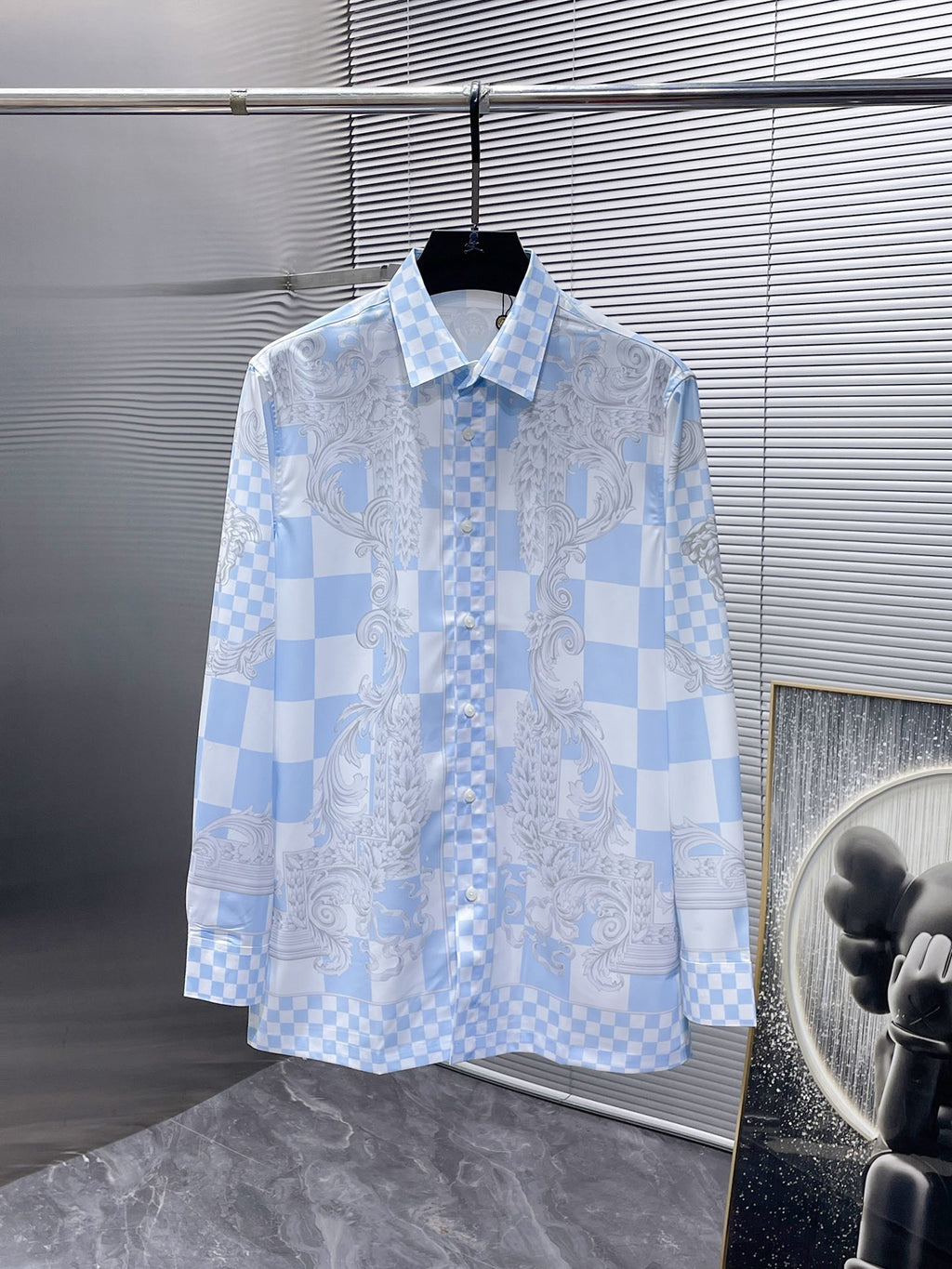 Versace Baroque Checkerboard Dress Shirt