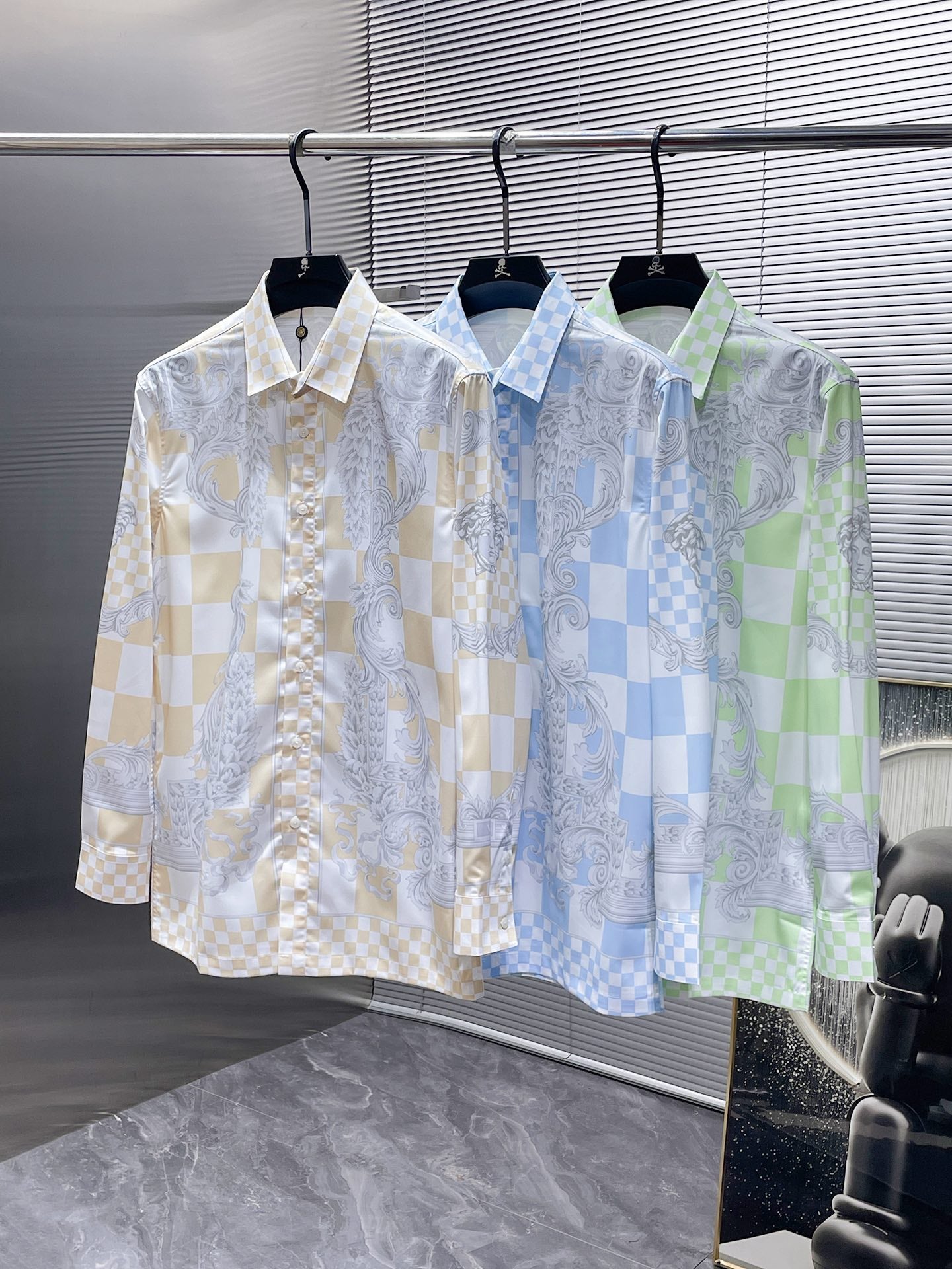 Versace Baroque Checkerboard Dress Shirt