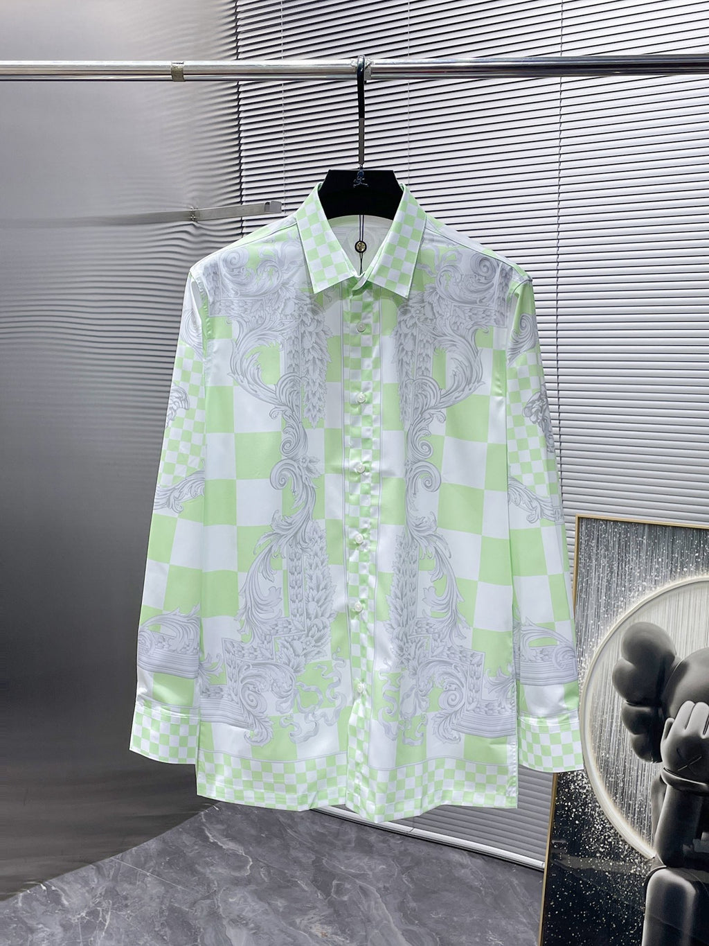 Versace Baroque Checkerboard Dress Shirt