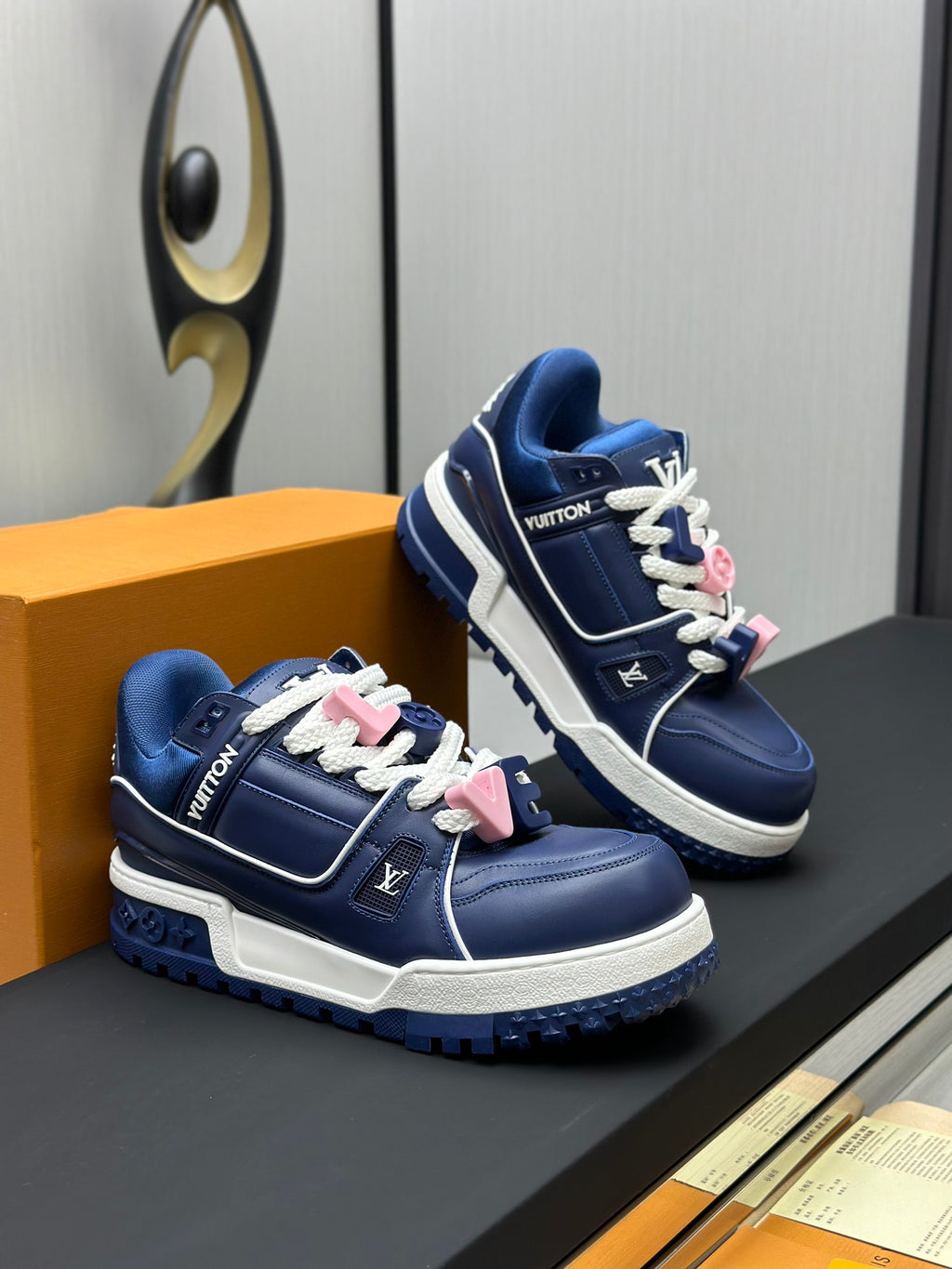 Louis Vuitton LV Trainer Sneakers - Navy & Pink