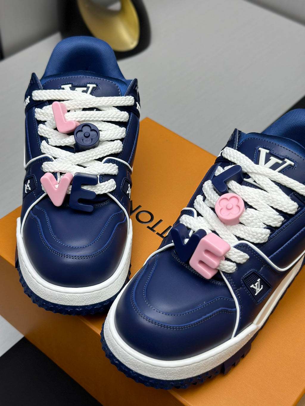 Louis Vuitton LV Trainer Sneakers - Navy & Pink