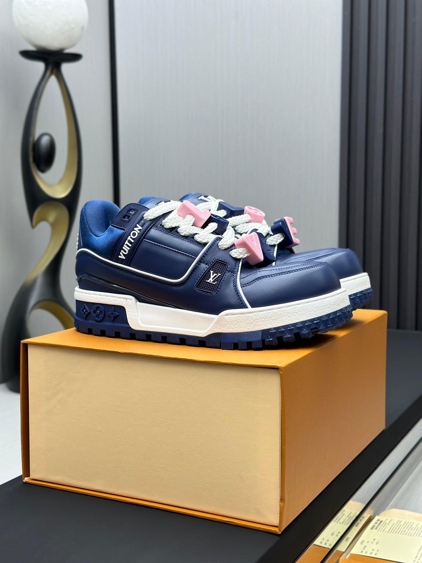Louis Vuitton LV Trainer Sneakers - Navy & Pink