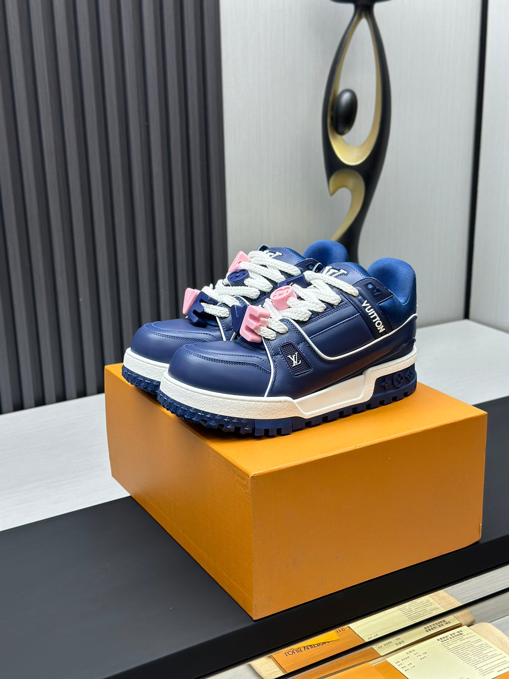 Louis Vuitton LV Trainer Sneakers - Navy & Pink
