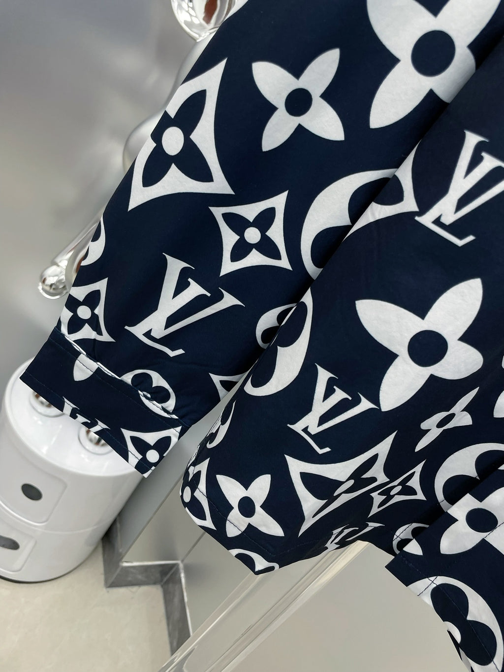 Louis Vuitton 2026 SS LV Monogram Giant All-Over Print Long-Sleeve Shirt — Navy