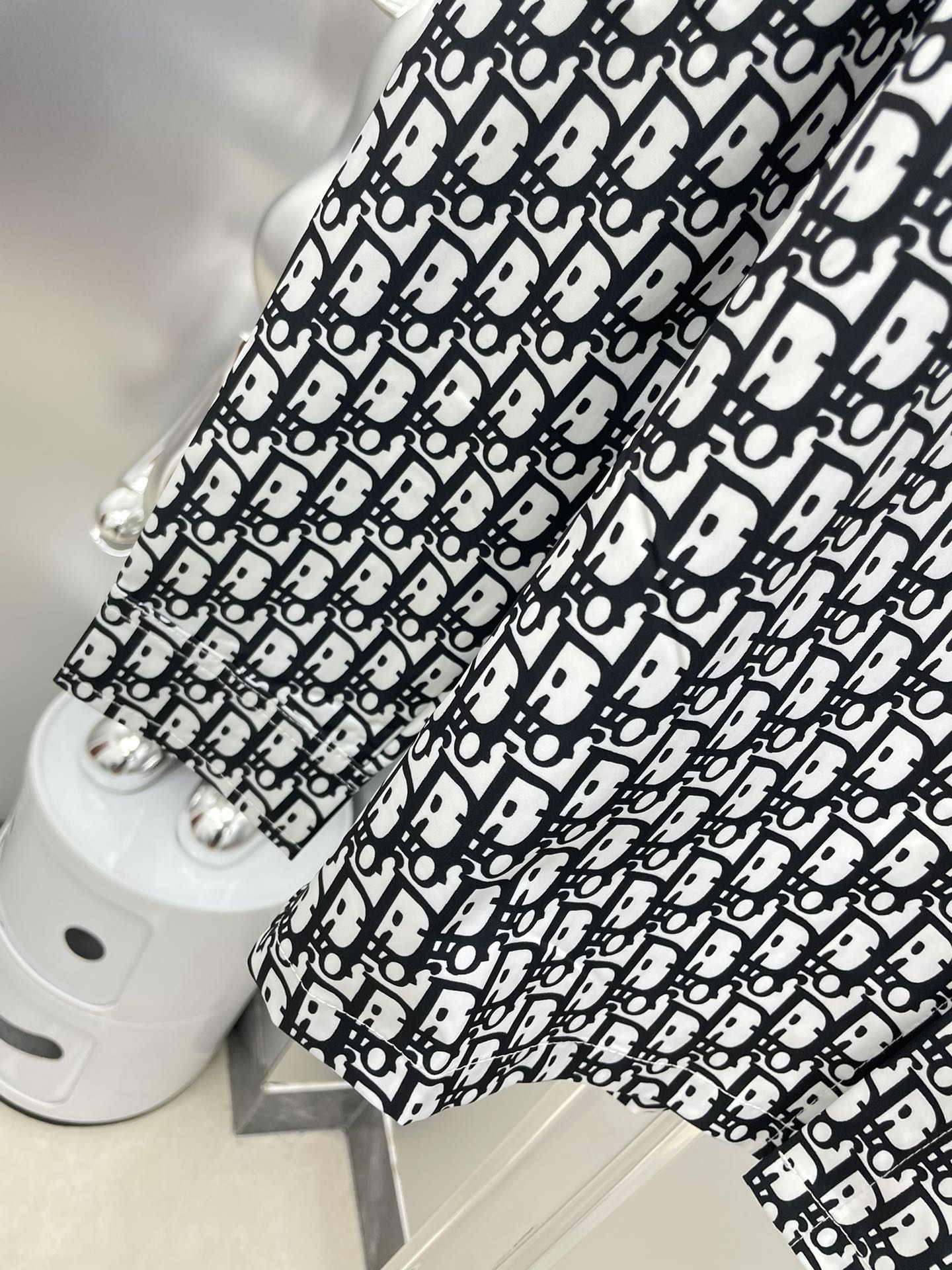 Dior 2026 SS Oblique All-Over Print Long-Sleeve Shirt — White