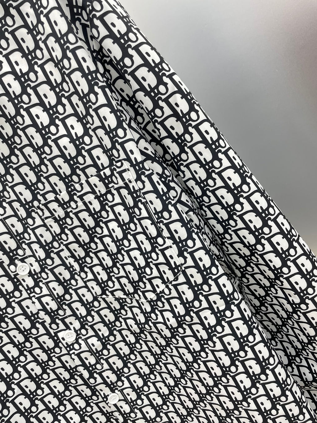 Dior 2026 SS Oblique All-Over Print Long-Sleeve Shirt — White