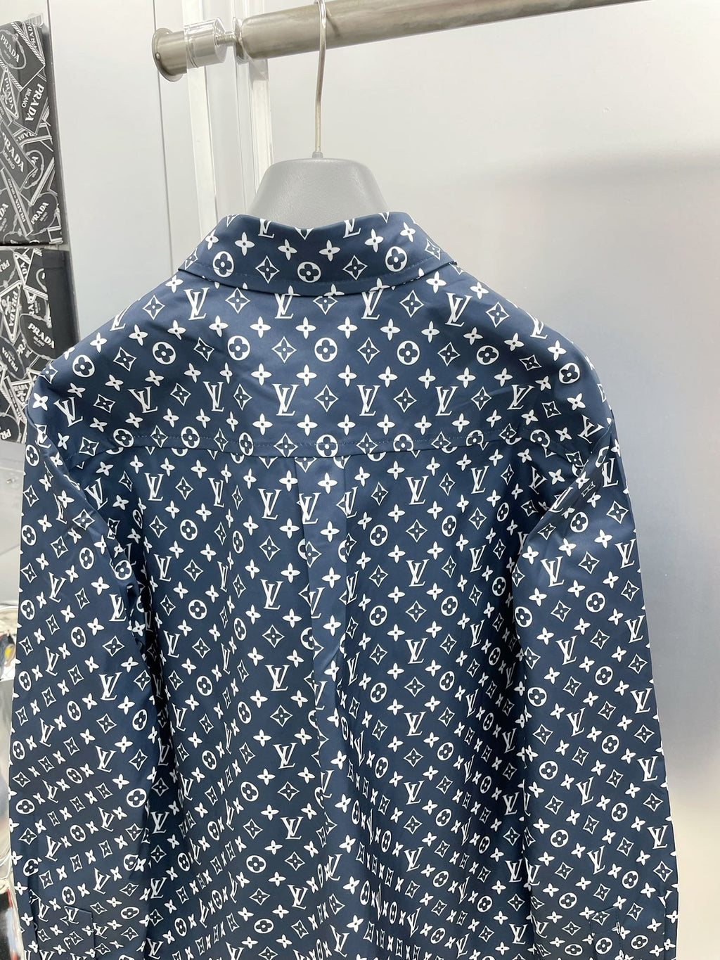 Louis Vuitton 2026 SS LV Monogram All-Over Print Long-Sleeve Shirt — Dark Navy