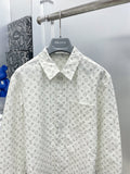 Louis Vuitton 2026 SS LV Monogram All-Over Print Long-Sleeve Shirt — White
