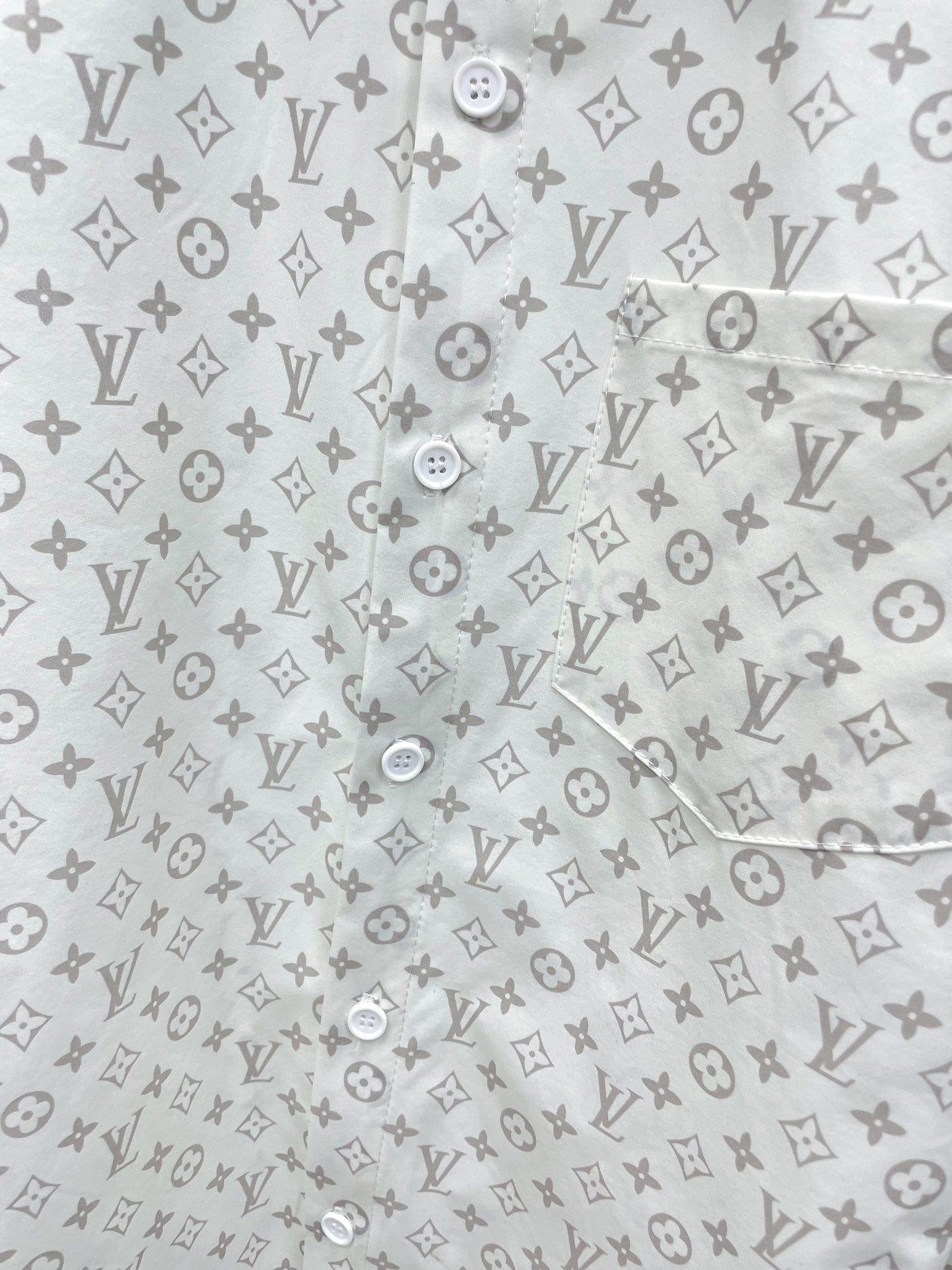 Louis Vuitton 2026 SS LV Monogram All-Over Print Long-Sleeve Shirt — White