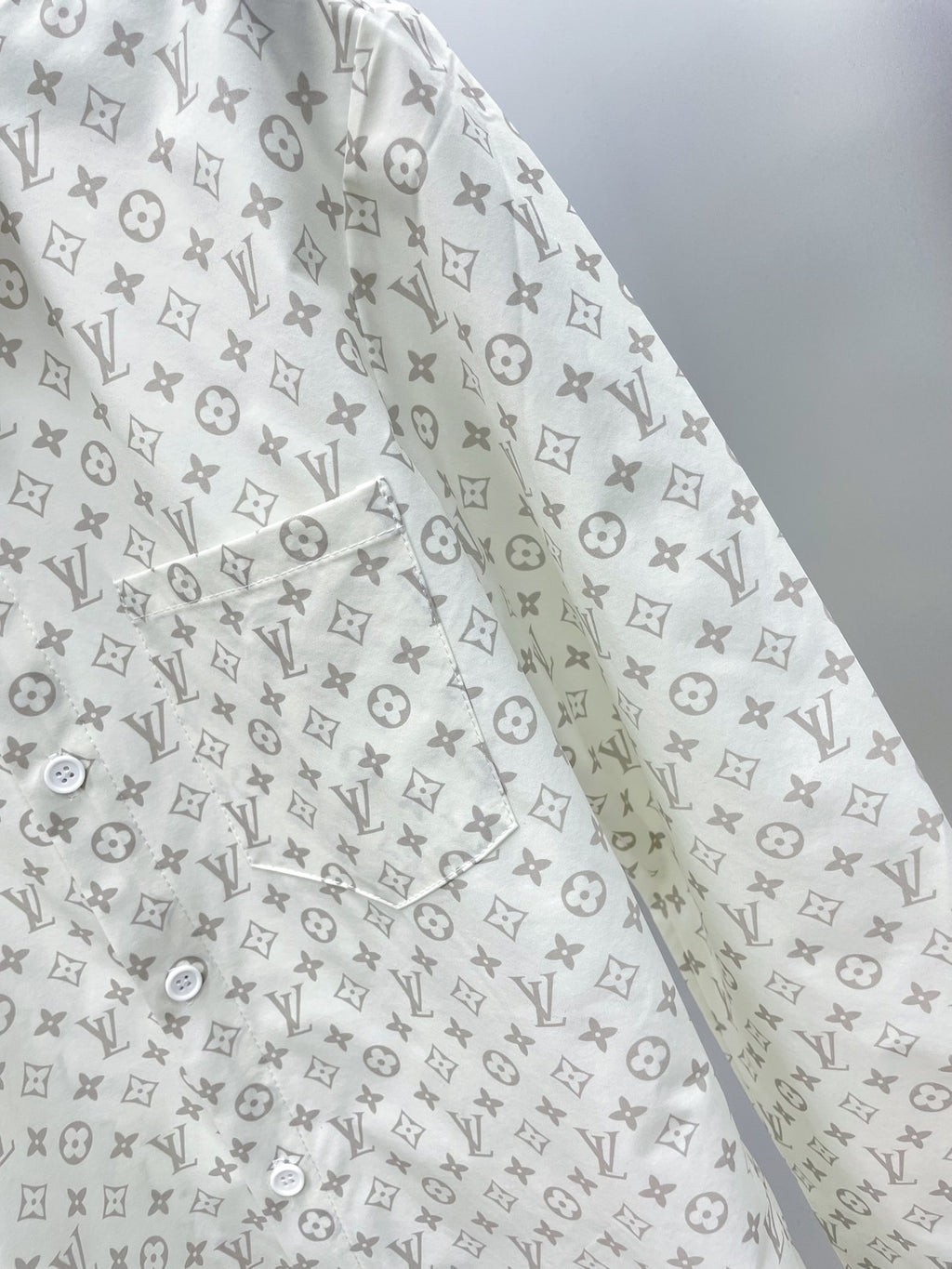 Louis Vuitton 2026 SS LV Monogram All-Over Print Long-Sleeve Shirt — White