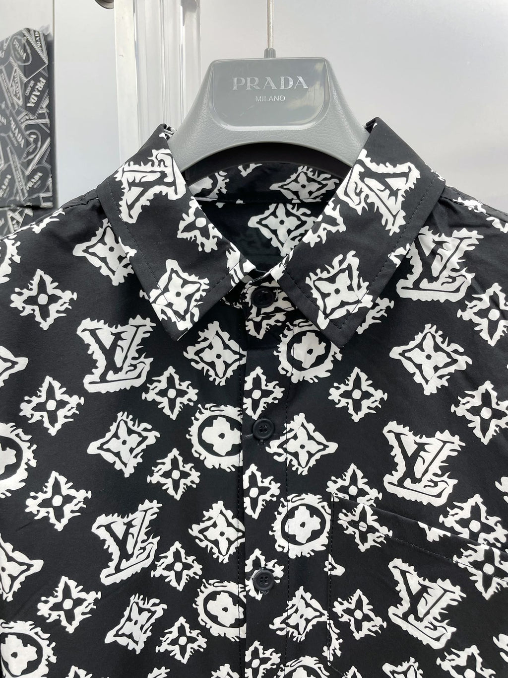 Louis Vuitton 2026 SS LV Monogram Graffiti All-Over Print Long-Sleeve Shirt — Black