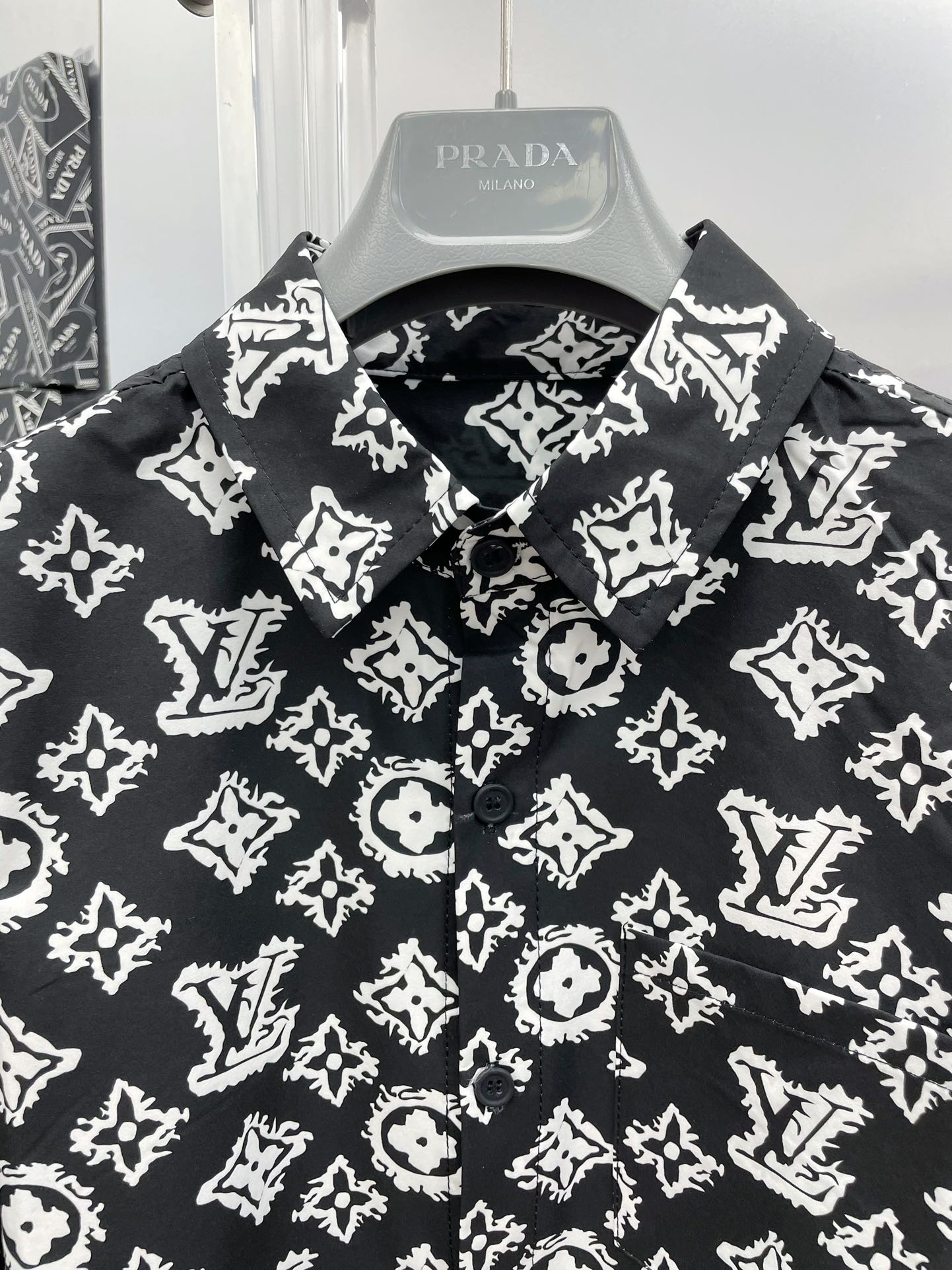 Louis Vuitton 2026 SS LV Monogram Graffiti All-Over Print Long-Sleeve Shirt — Black