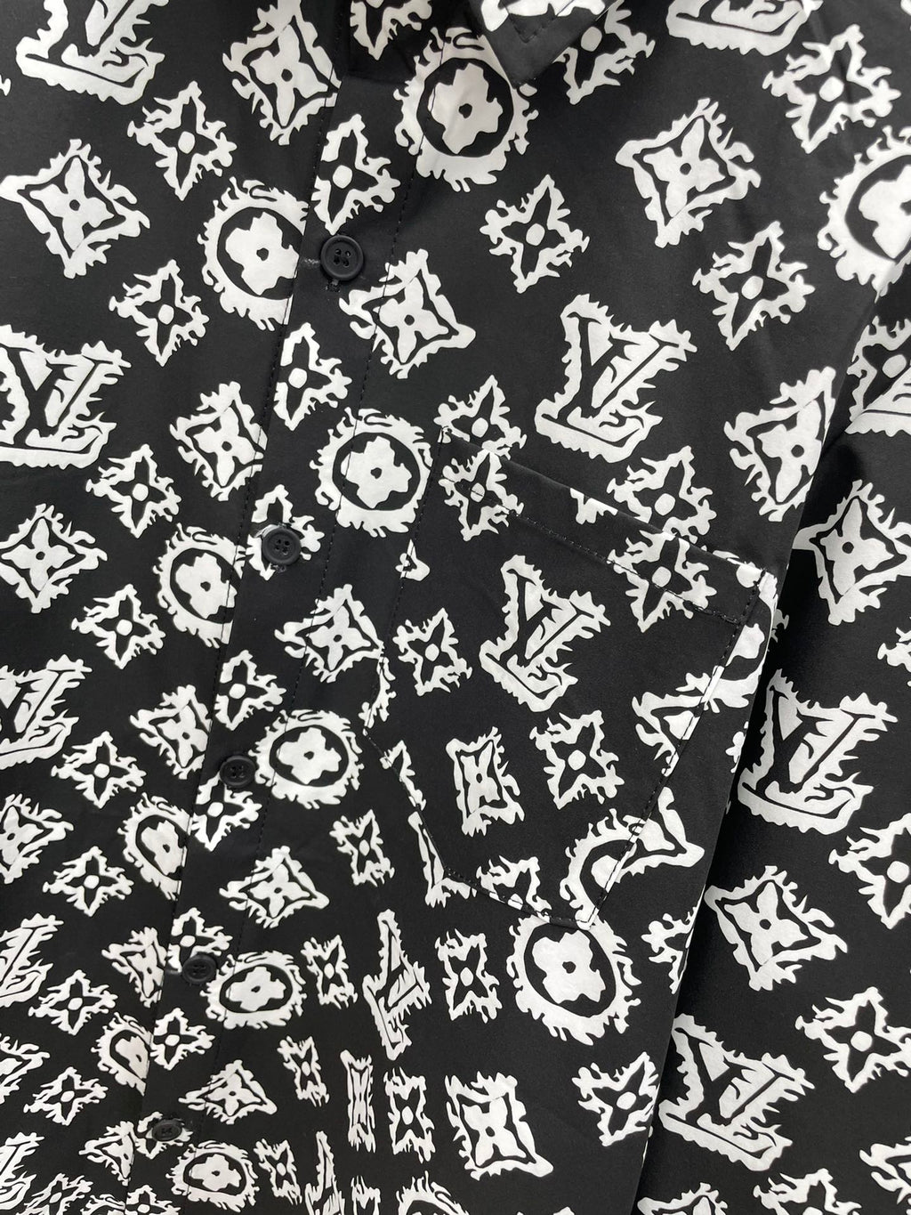 Louis Vuitton 2026 SS LV Monogram Graffiti All-Over Print Long-Sleeve Shirt — Black