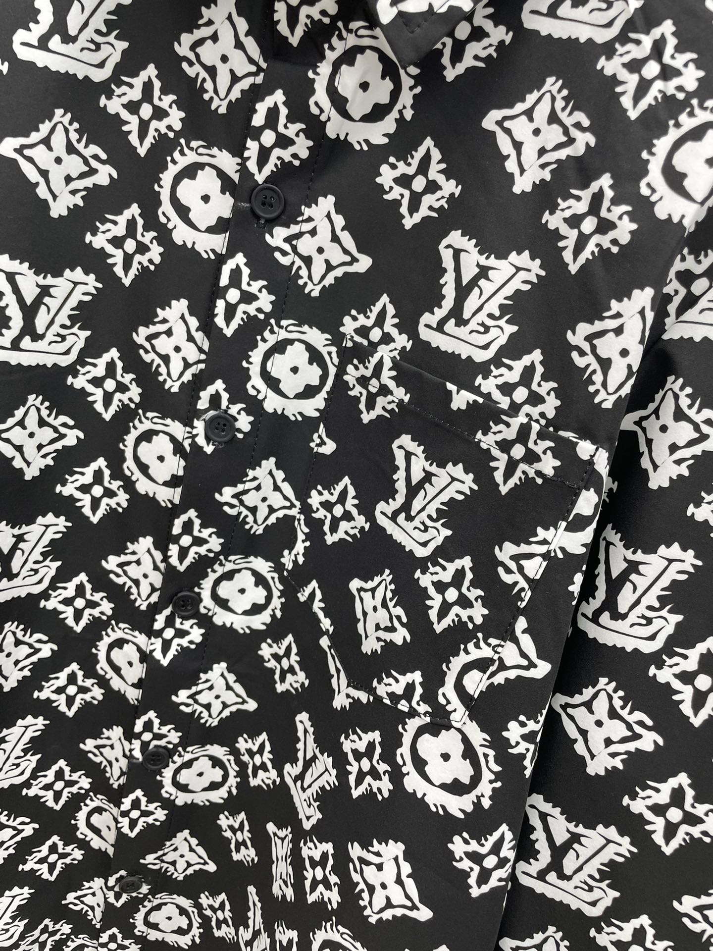 Louis Vuitton 2026 SS LV Monogram Graffiti All-Over Print Long-Sleeve Shirt — Black