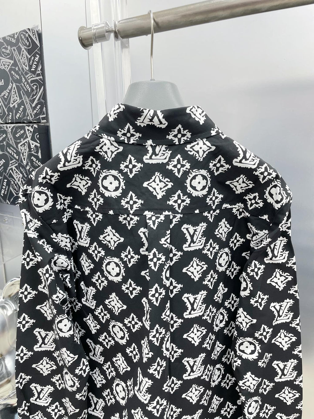 Louis Vuitton 2026 SS LV Monogram Graffiti All-Over Print Long-Sleeve Shirt — Black