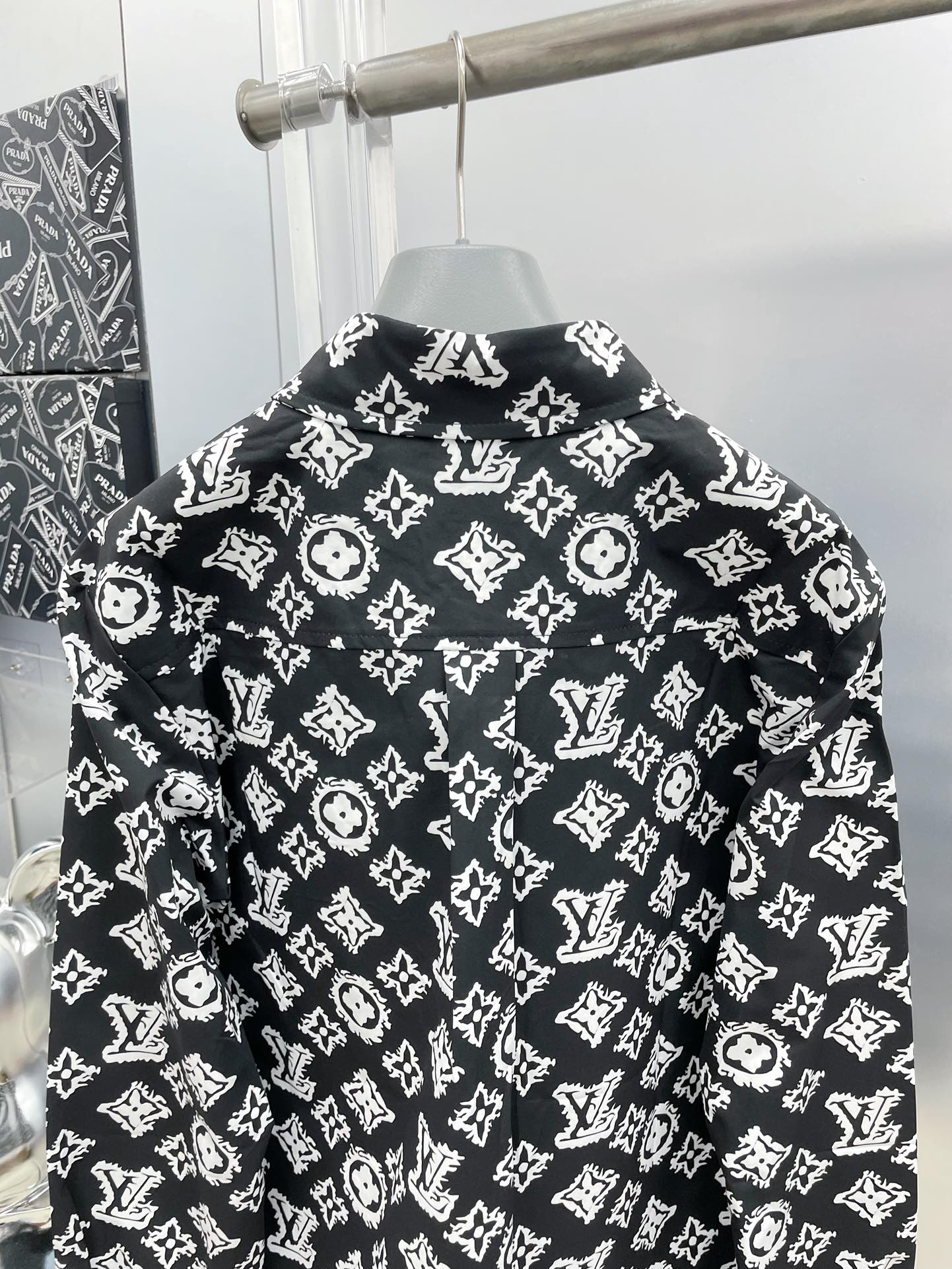 Louis Vuitton 2026 SS LV Monogram Graffiti All-Over Print Long-Sleeve Shirt — Black