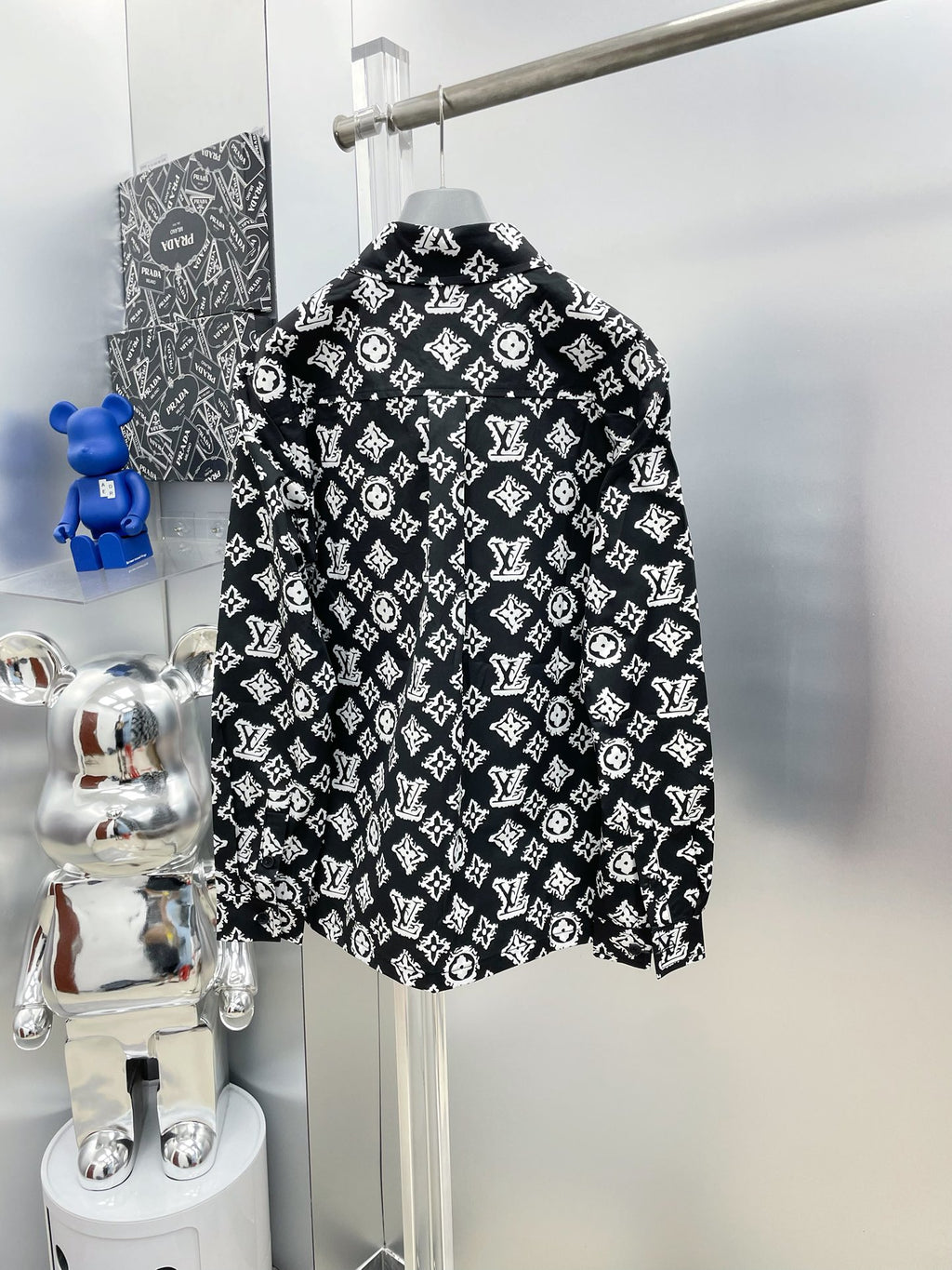 Louis Vuitton 2026 SS LV Monogram Graffiti All-Over Print Long-Sleeve Shirt — Black