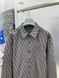 Fendi 2026 SS FF Monogram All-Over Print Long-Sleeve Shirt — Grey