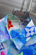 Louis Vuitton 2026 SS LV Monogram Watercolour Rainbow Long-Sleeve Shirt — Sky Blue/Multicolour