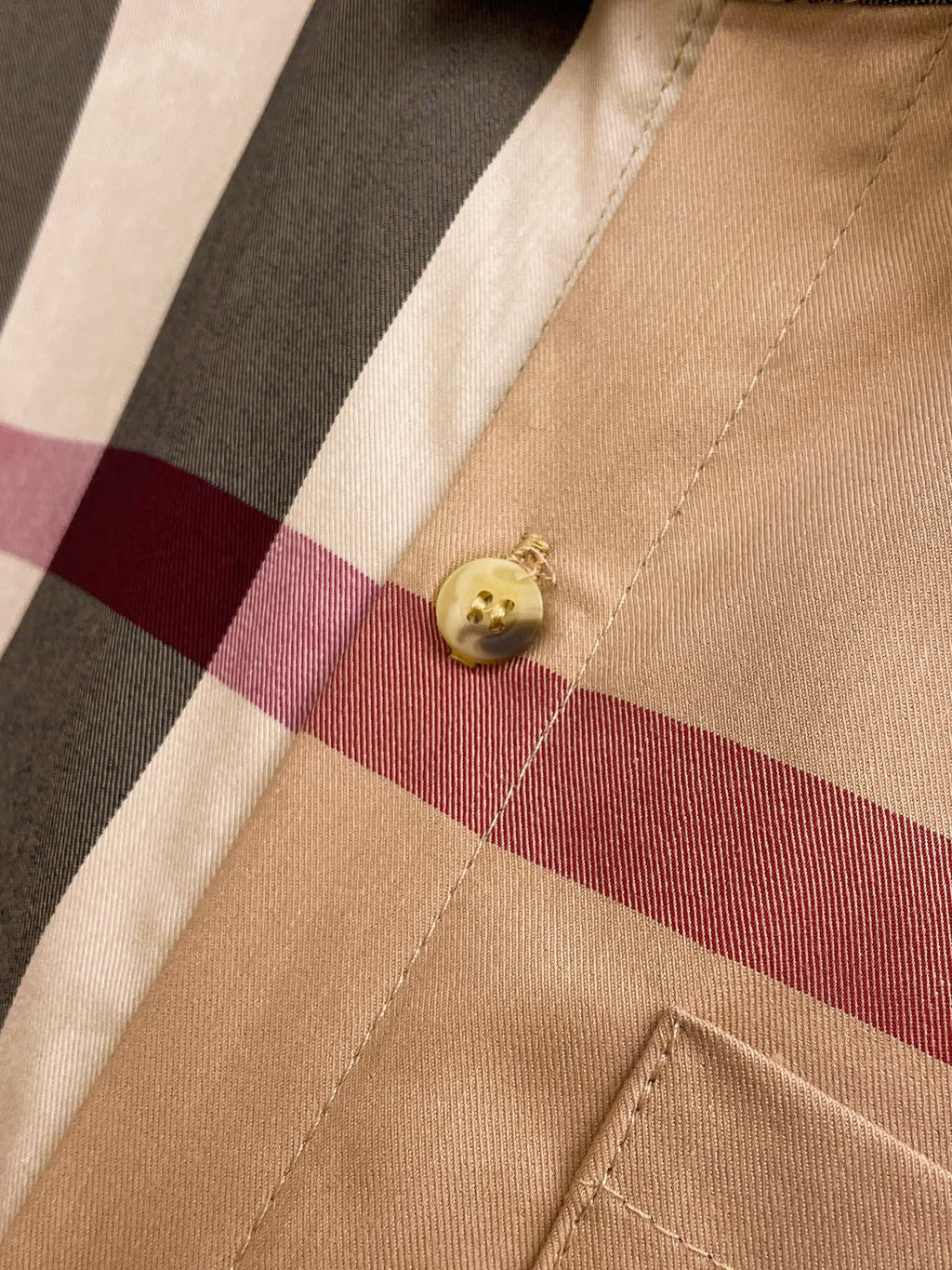 Burberry 2026 SS Exploded Vintage Check Long-Sleeve Shirt — Archive Beige/Red