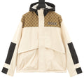 Gucci GG Supreme Canvas Colourblock Hooded Windbreaker Jacket — Cream/Beige/Black