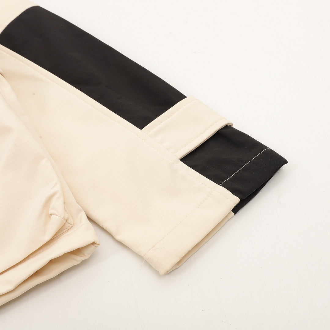 Gucci GG Supreme Canvas Colourblock Hooded Windbreaker Jacket — Cream/Beige/Black