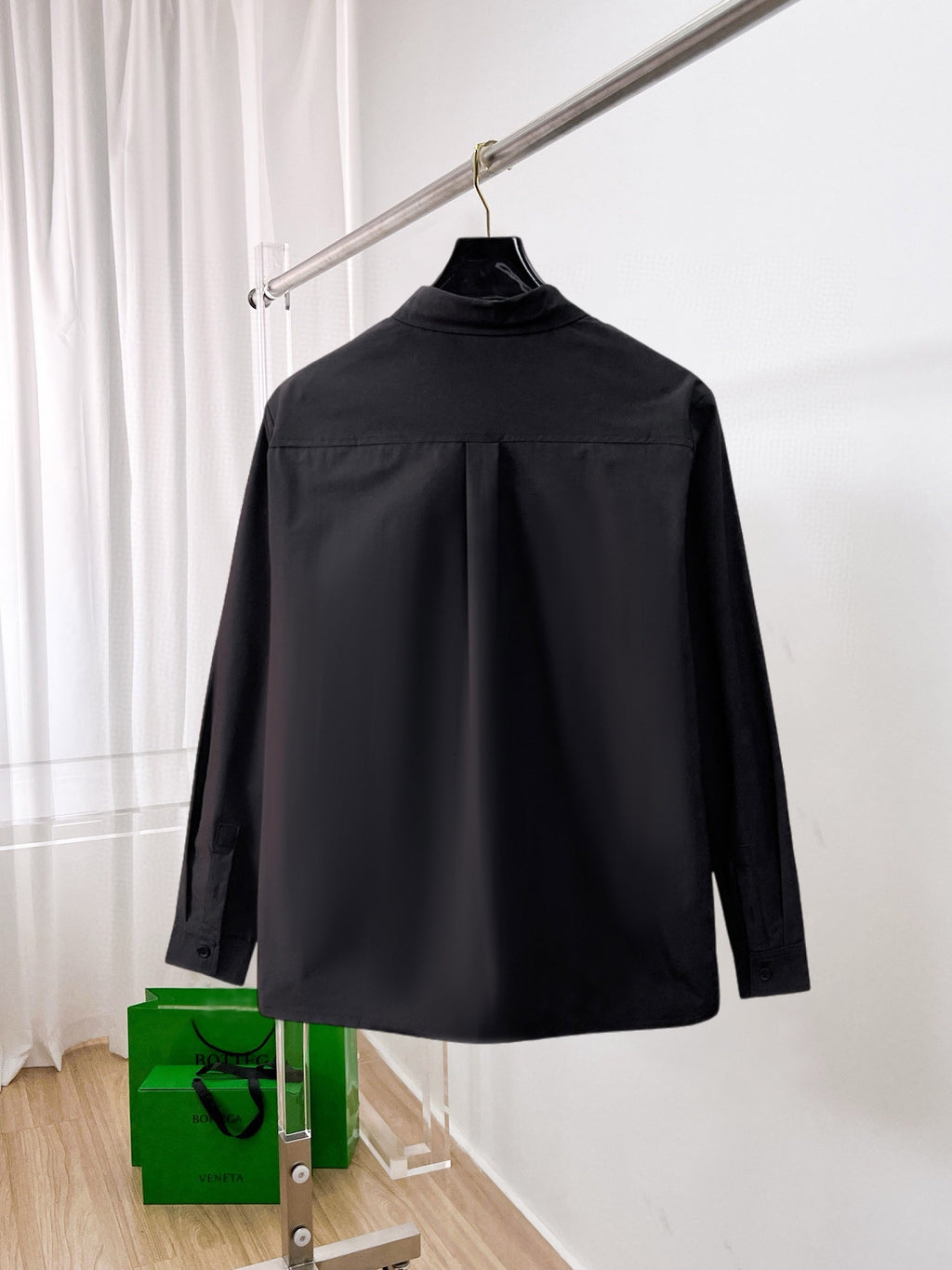 Moncler 2025 SS Tennis Logo Long-Sleeve Shirt — Black