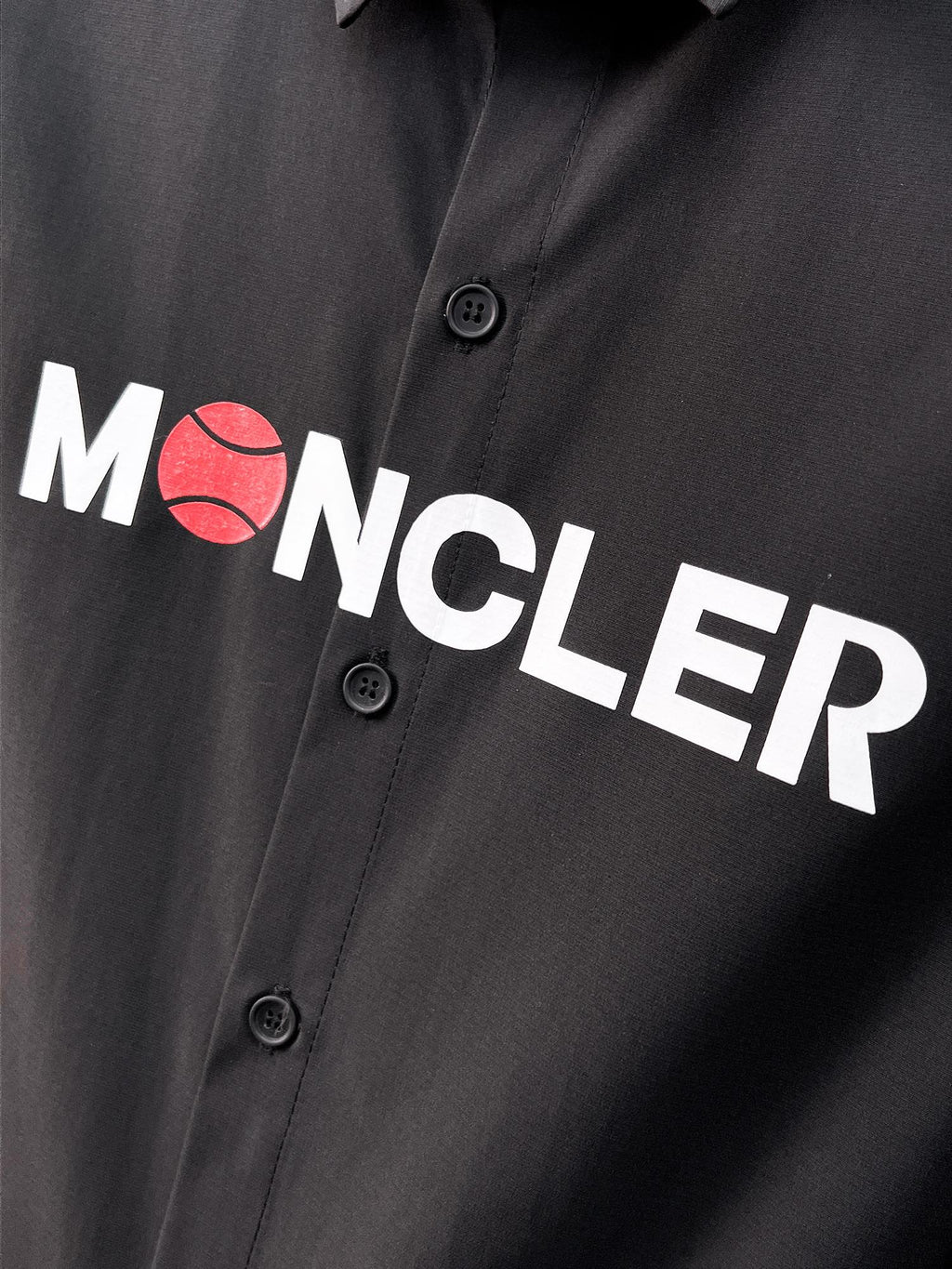 Moncler 2025 SS Tennis Logo Long-Sleeve Shirt — Black