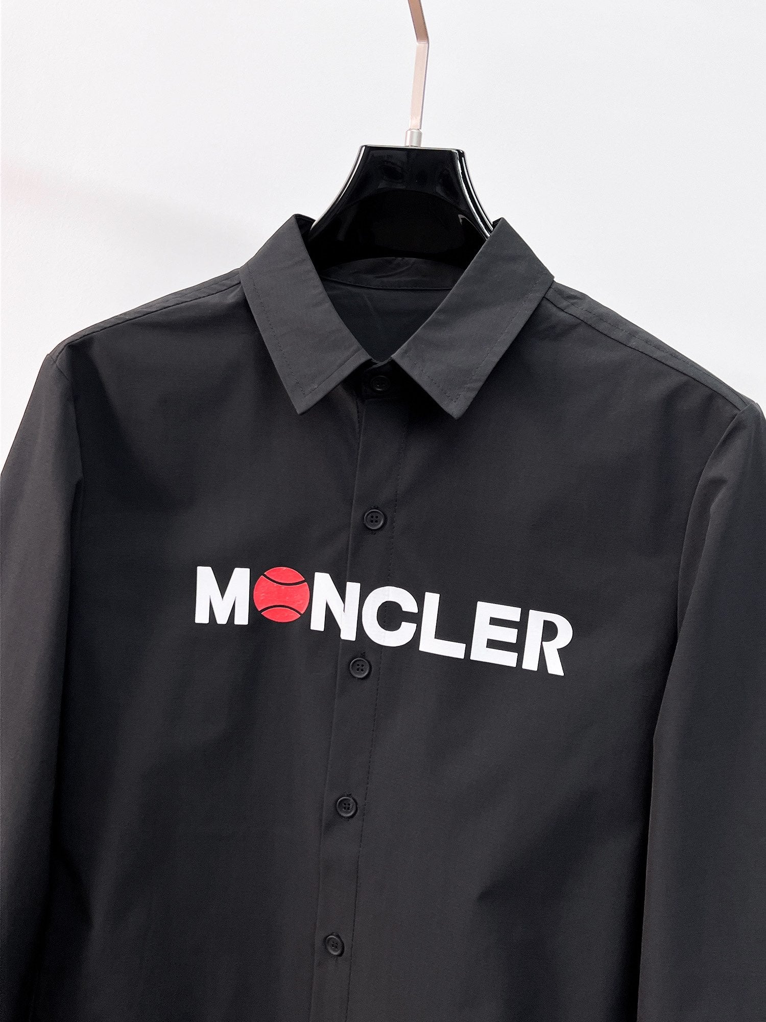 Moncler 2025 SS Tennis Logo Long-Sleeve Shirt — Black