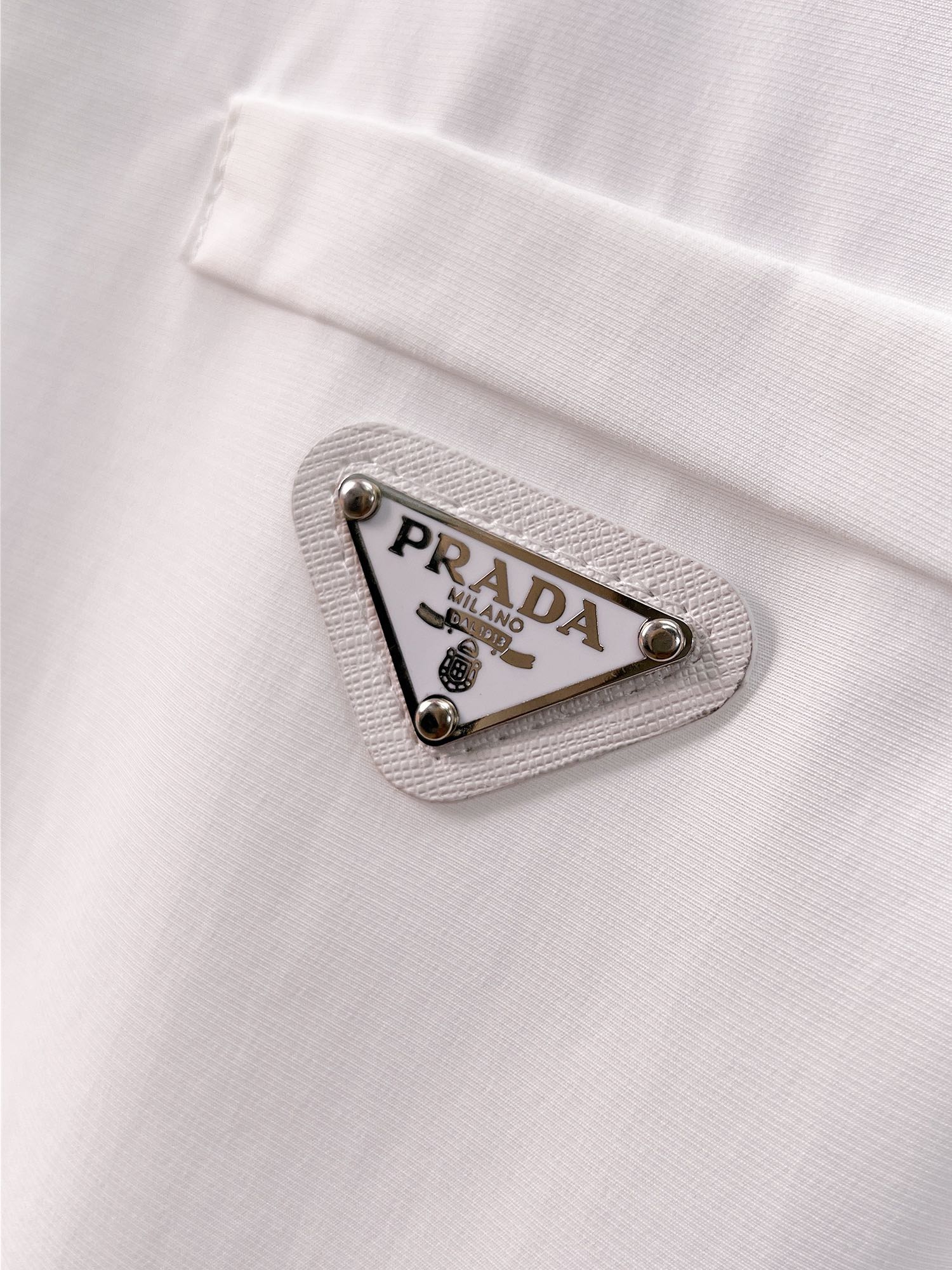 Prada 2026 SS Triangle Logo Long-Sleeve Shirt — White