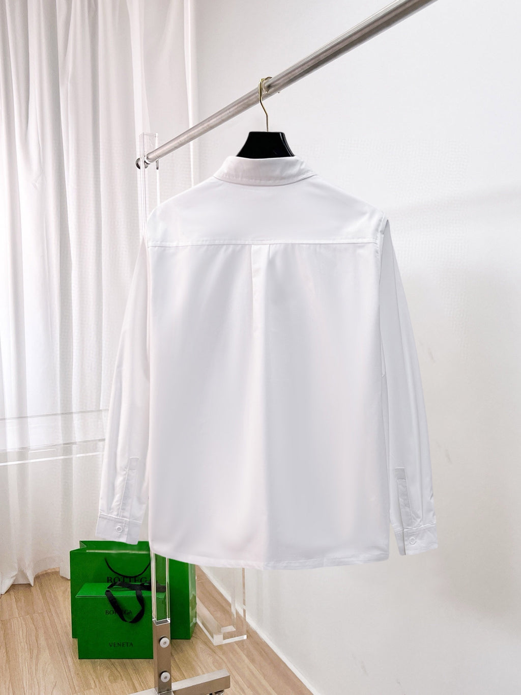 Prada 2026 SS Triangle Logo Long-Sleeve Shirt — White