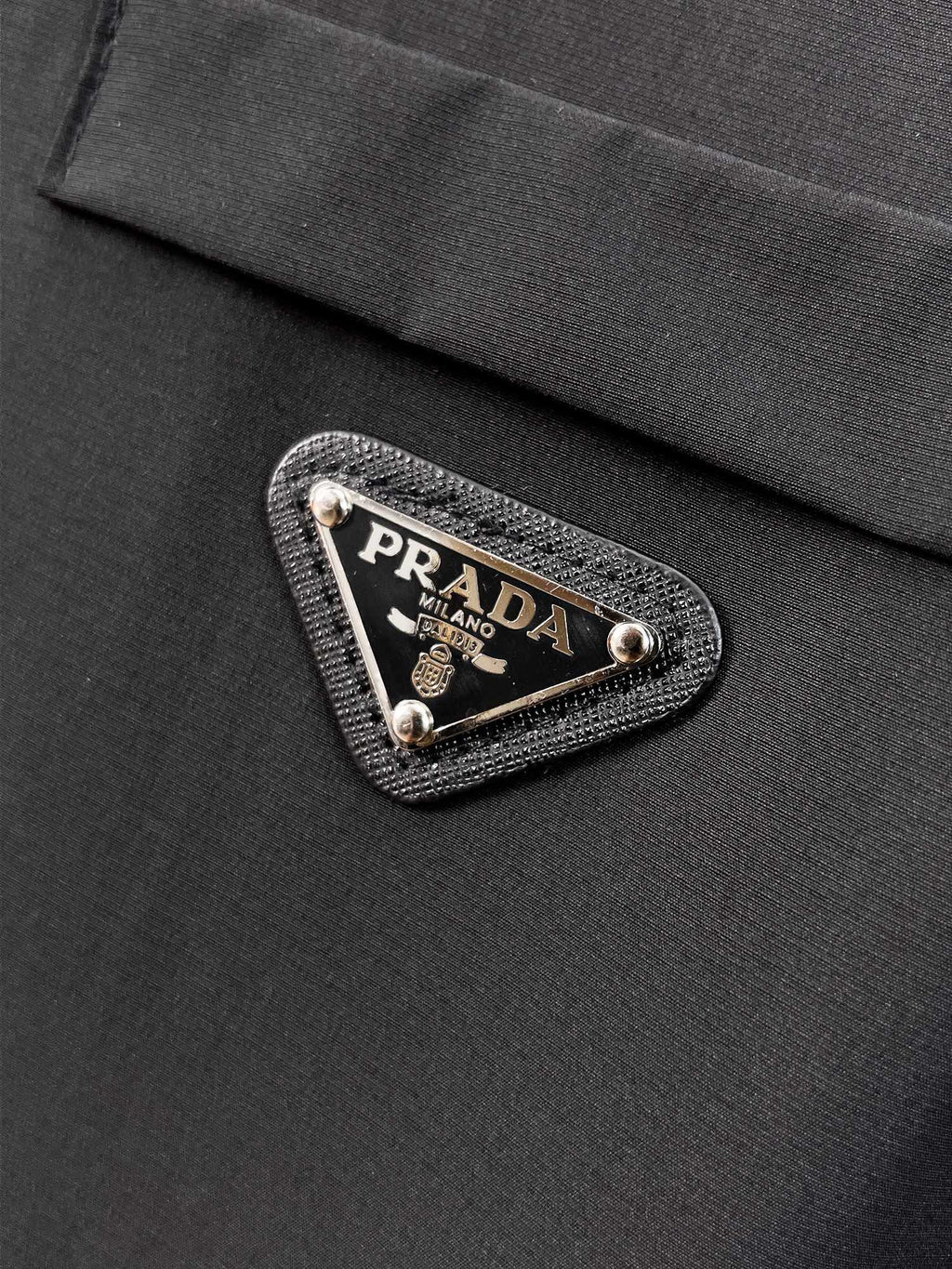 Prada 2026 SS Triangle Logo Long-Sleeve Shirt — Black