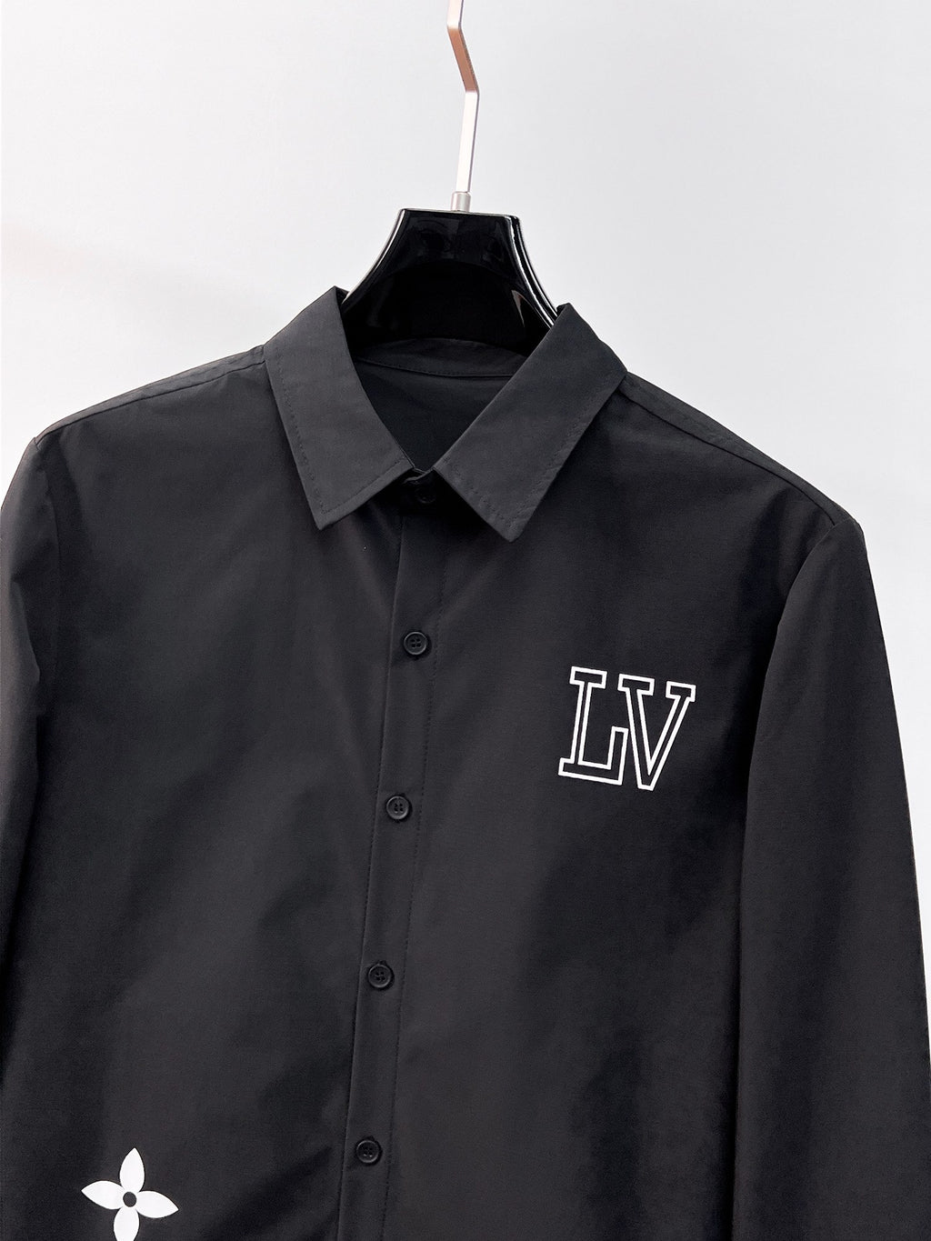 Louis Vuitton 2026 SS LV Monogram Flower Long-Sleeve Shirt — Black